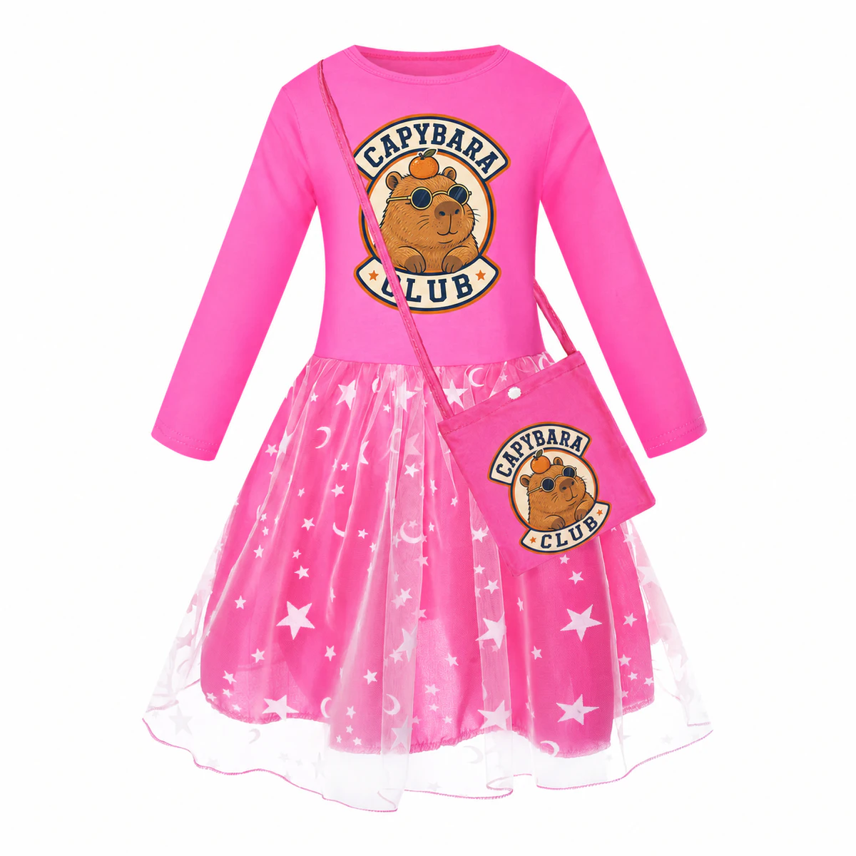Capybara Club Girls Long Tulle and Star Skirt Styles with Bag for Kids product preview