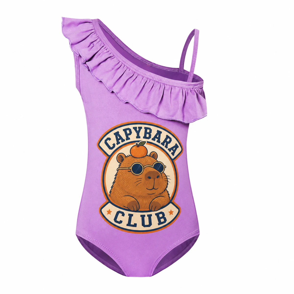 Capybara Club Girls Asymmetric-Ruffle One-Piece Swimsuit for Kids product preview