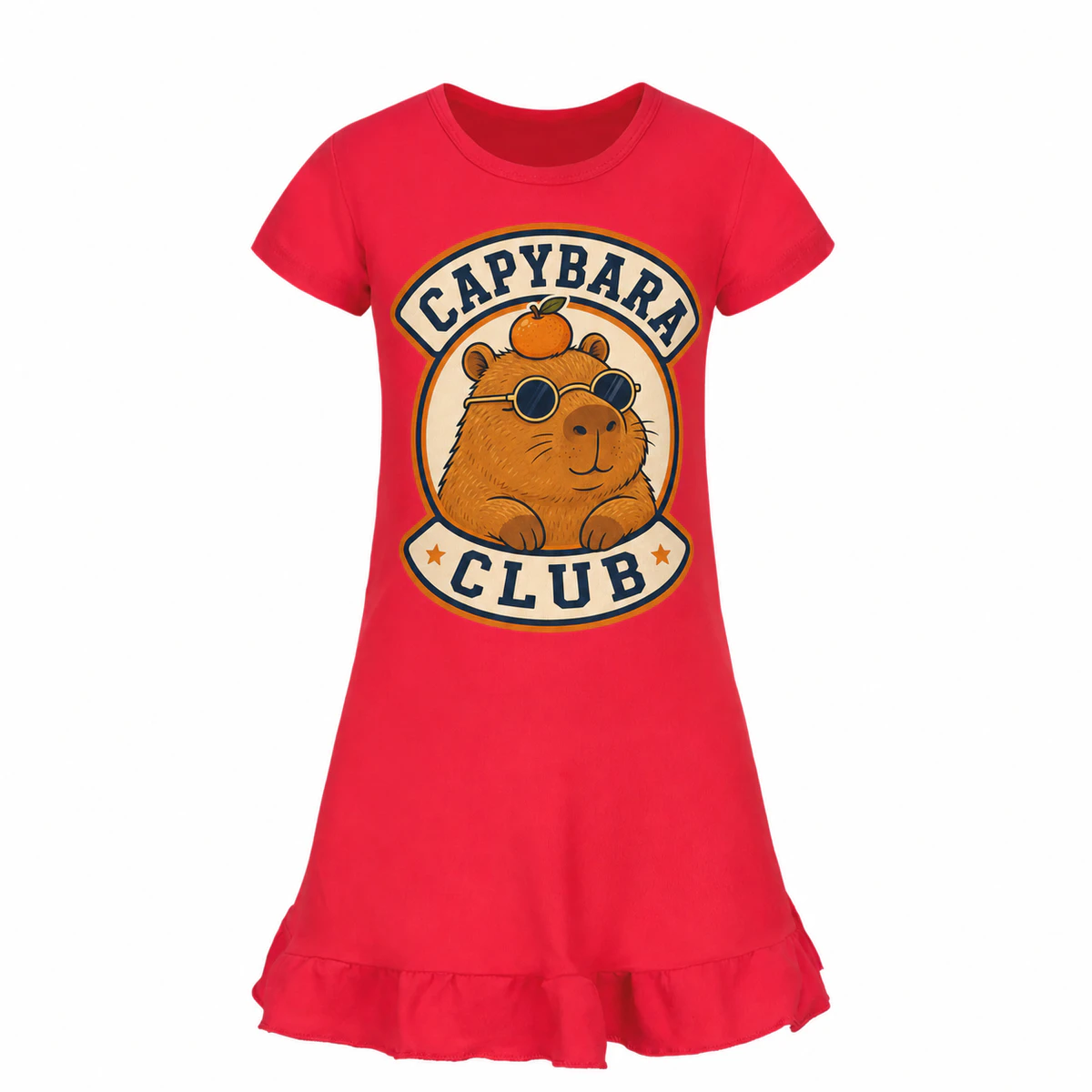Capybara Club Girls Short-Sleeve Sleep Dress for Kids product preview