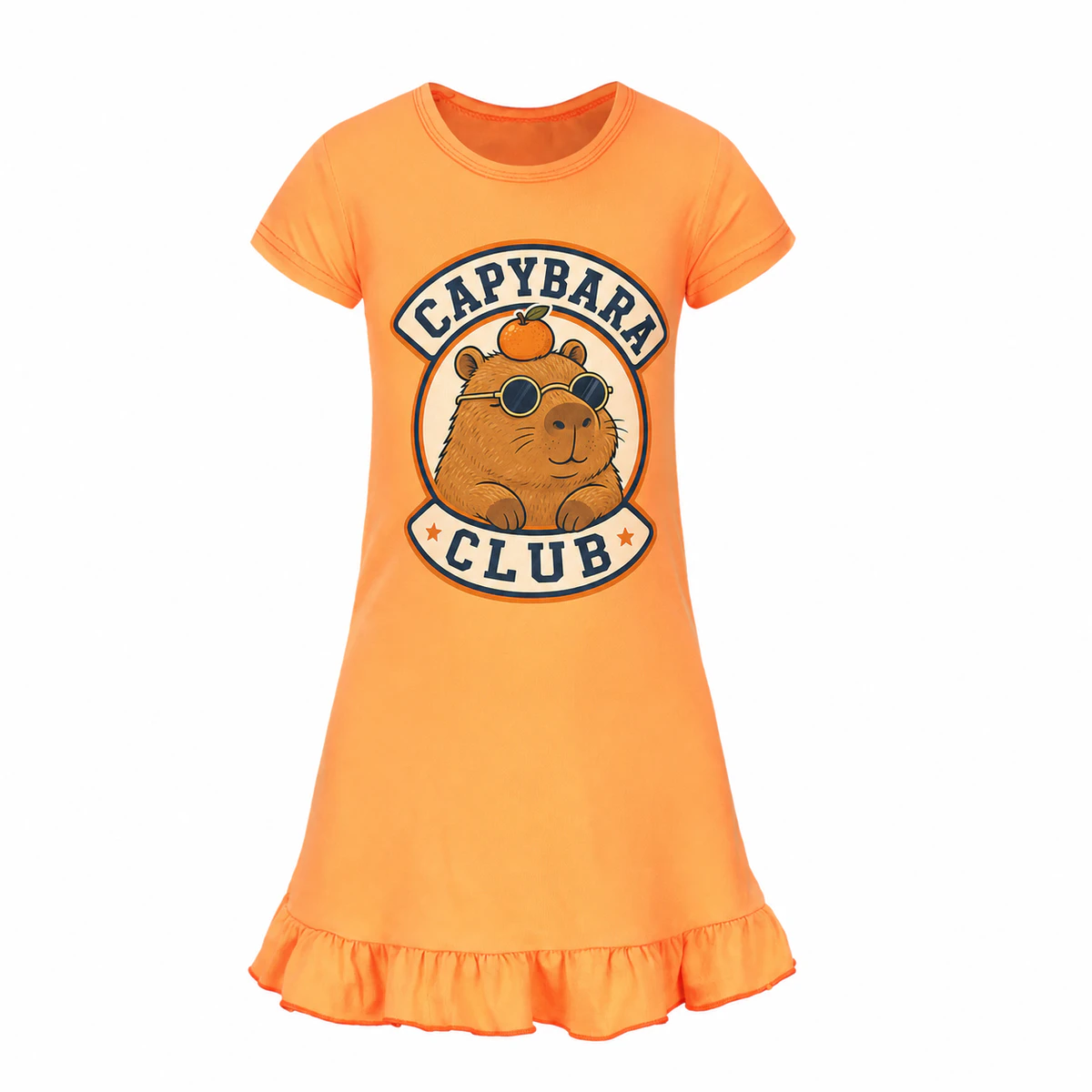 Capybara Club Girls Short-Sleeve Sleep Dress for Kids product preview