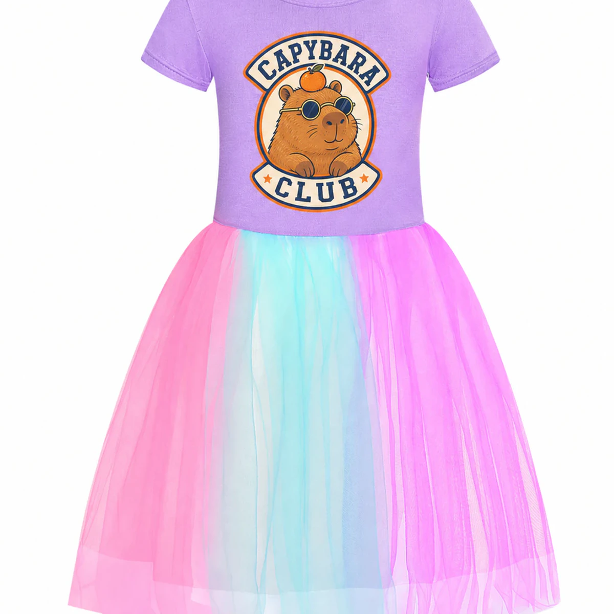 Capybara Club Custom Girls Short Tulle and Classic Skirt Styles AI-rendered from the exact blank product, showing integrated print and fabric detail