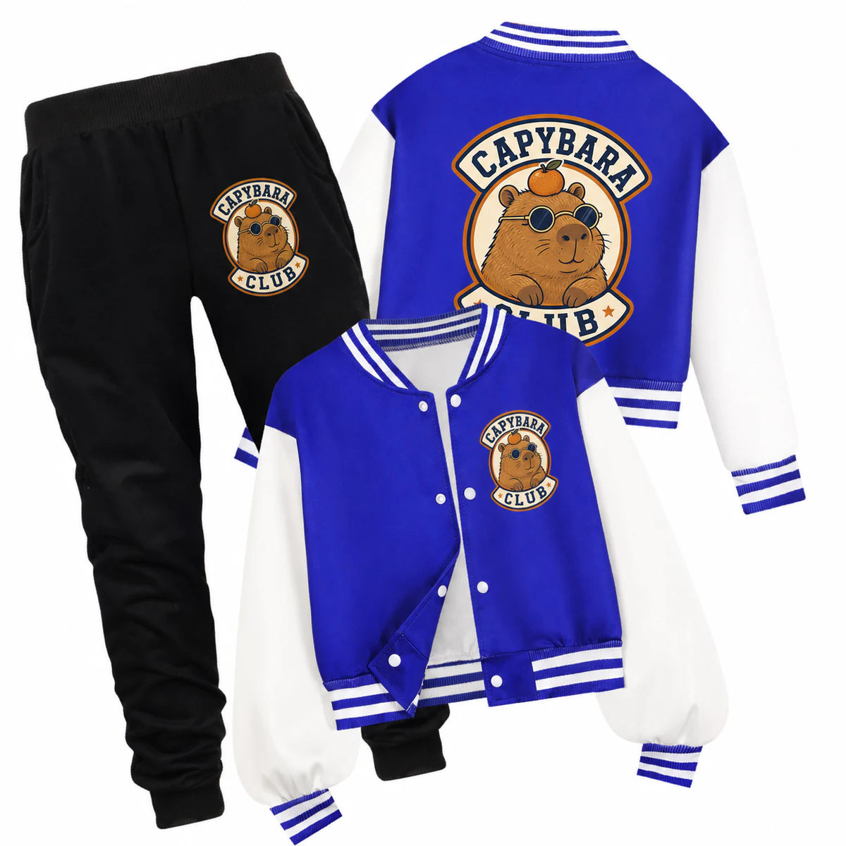 Capybara Club Baseball Jacket and Pants Set for Kids product preview