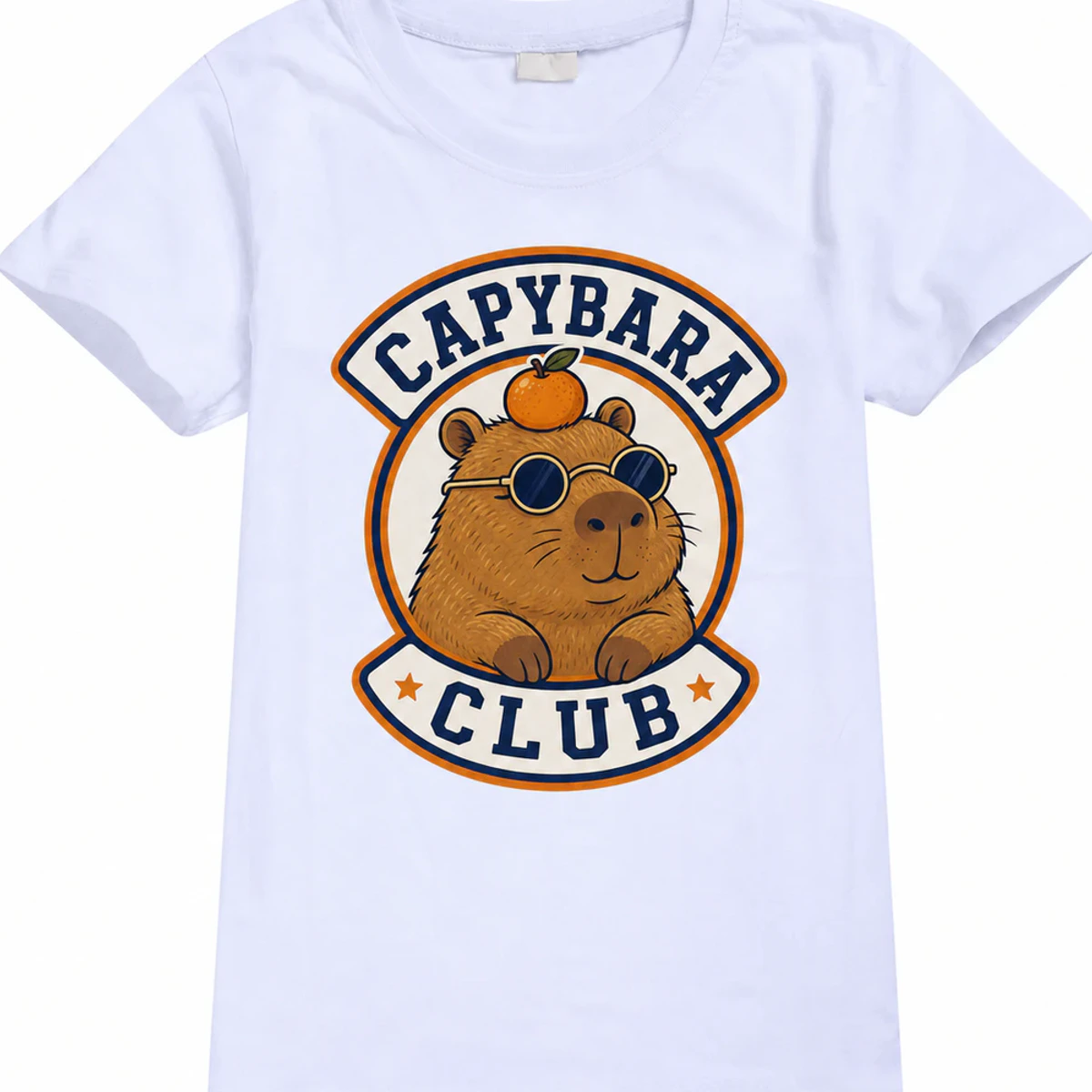 Capybara Club Custom Kids Classic Short-Sleeve T-Shirt AI-rendered from the exact blank product, showing integrated print and fabric detail
