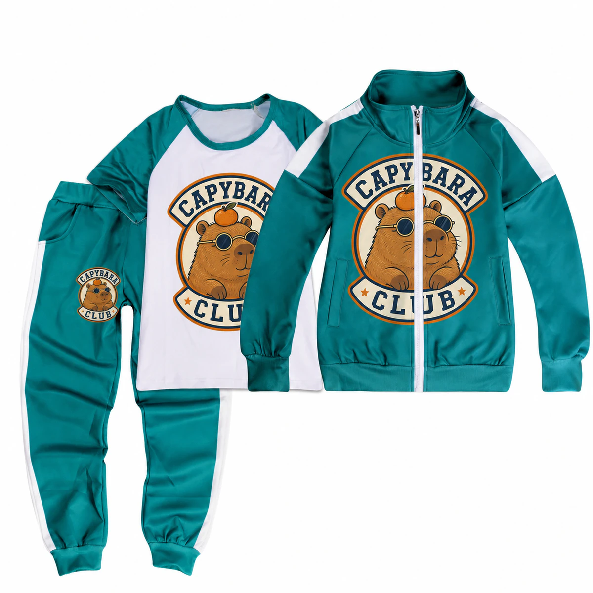 Capybara Club Color-Block Three-Piece Tracksuit Set for Kids product preview