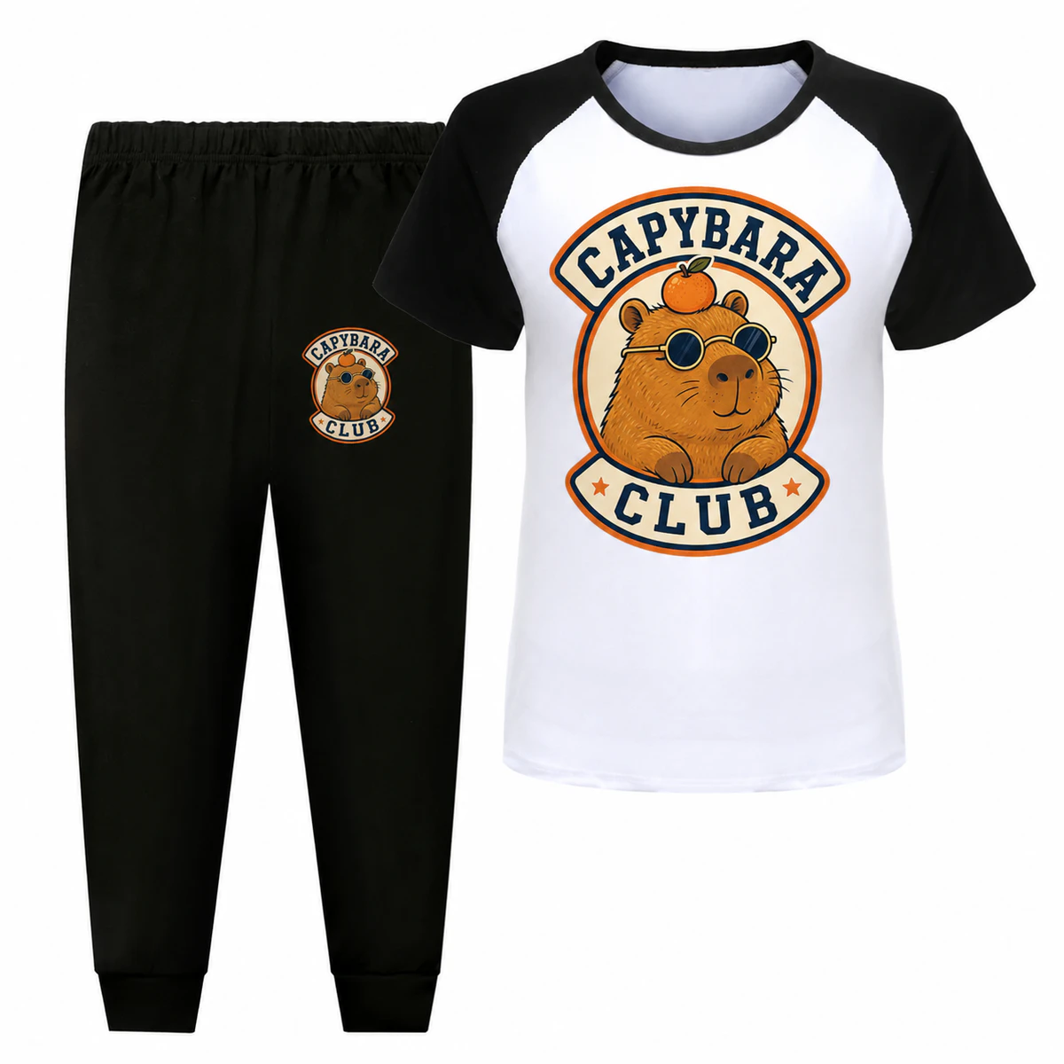 Capybara Club Short-Sleeve Top and Long Pants Sports Set for Kids product preview