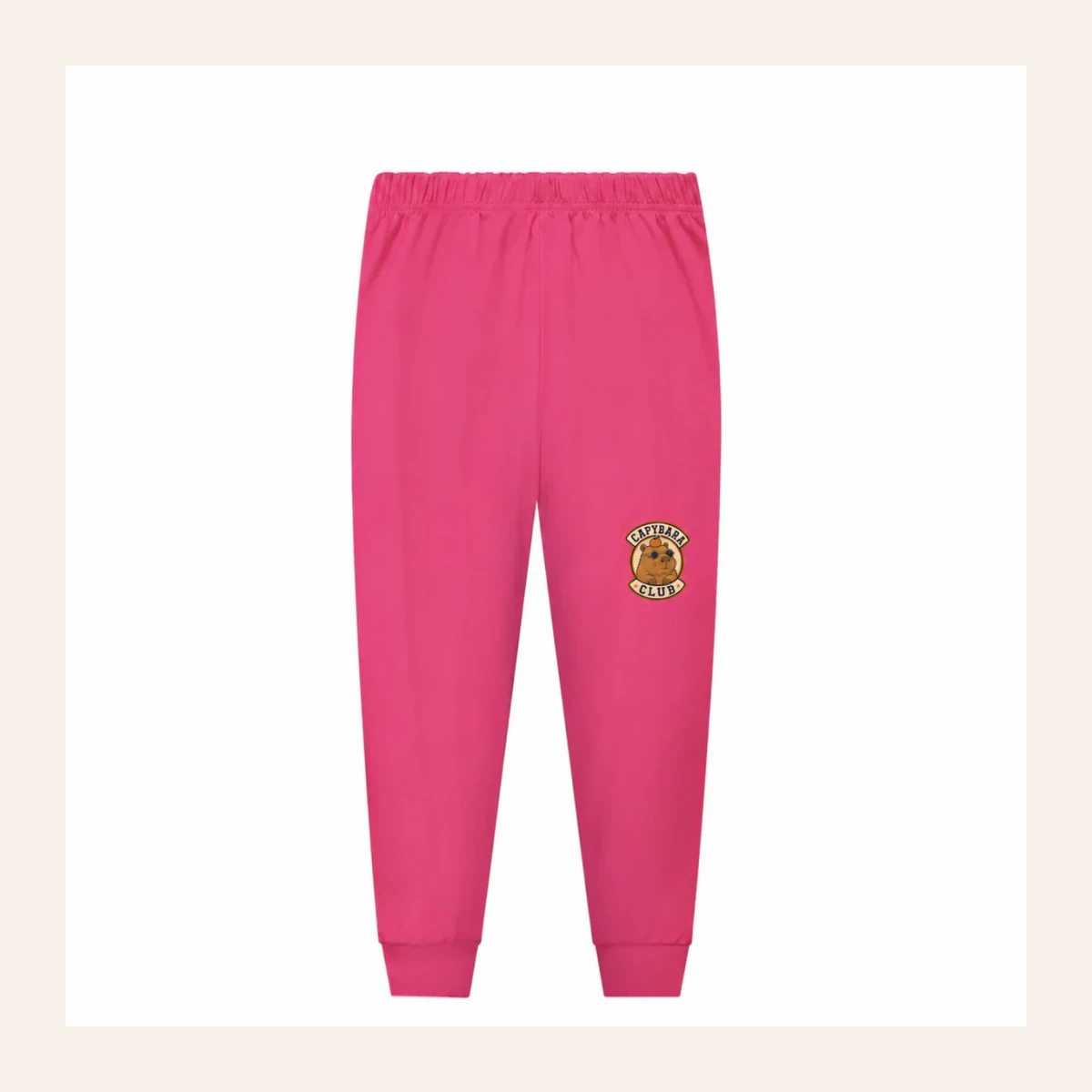 Capybara Club Custom Kids Long Pajama Pants — Pants Only AI-rendered from the exact blank product, shown in an alternate clean ecommerce presentation