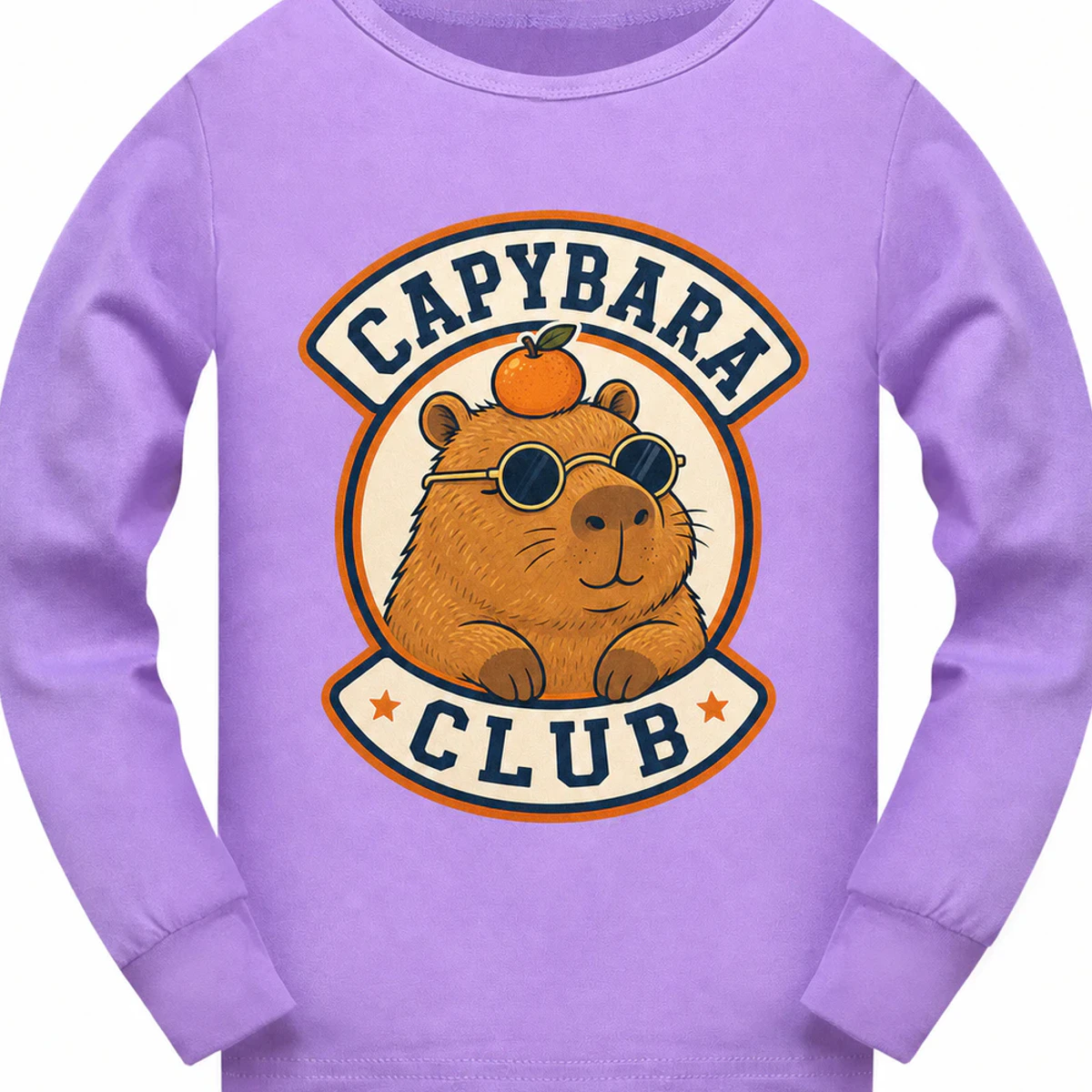 Capybara Club Custom Kids Long-Sleeve Pajama Top AI-rendered from the exact blank product, showing integrated print and fabric detail