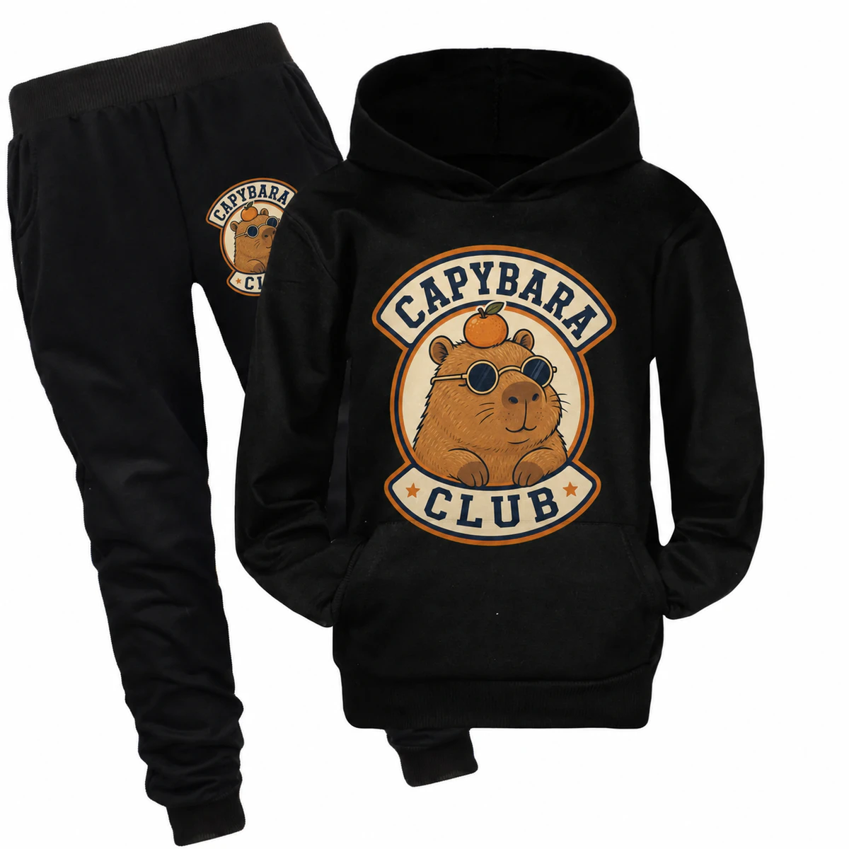 Capybara Club Pullover Hoodie and Jogger Set for Kids product preview