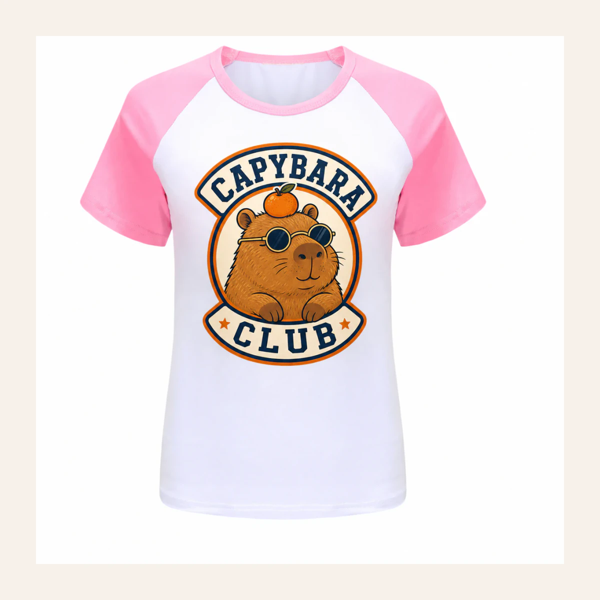 Capybara Club Custom Kids Soft Short-Sleeve Top AI-rendered from the exact blank product, shown in an alternate clean ecommerce presentation
