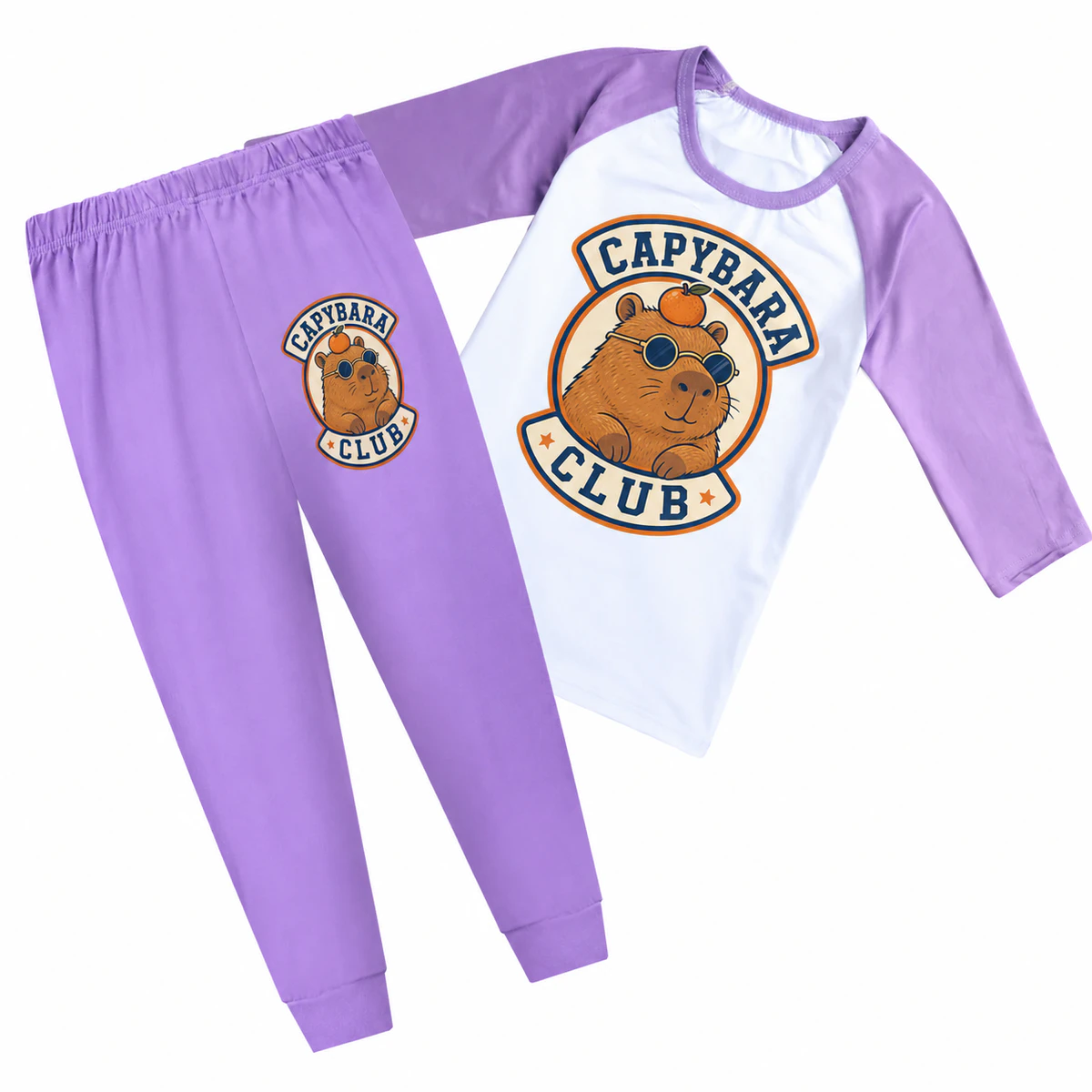 Capybara Club Three-Quarter-Sleeve Raglan Top & Pants Set for Kids product preview