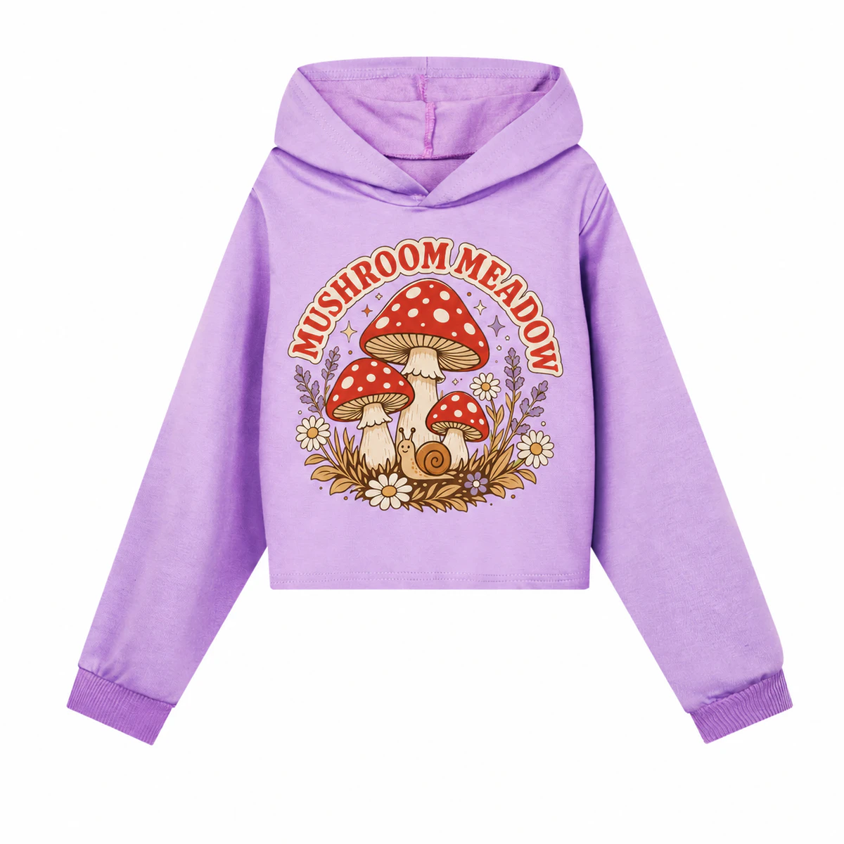 Mushroom Meadow Girls Cropped Hoodie for Kids product preview