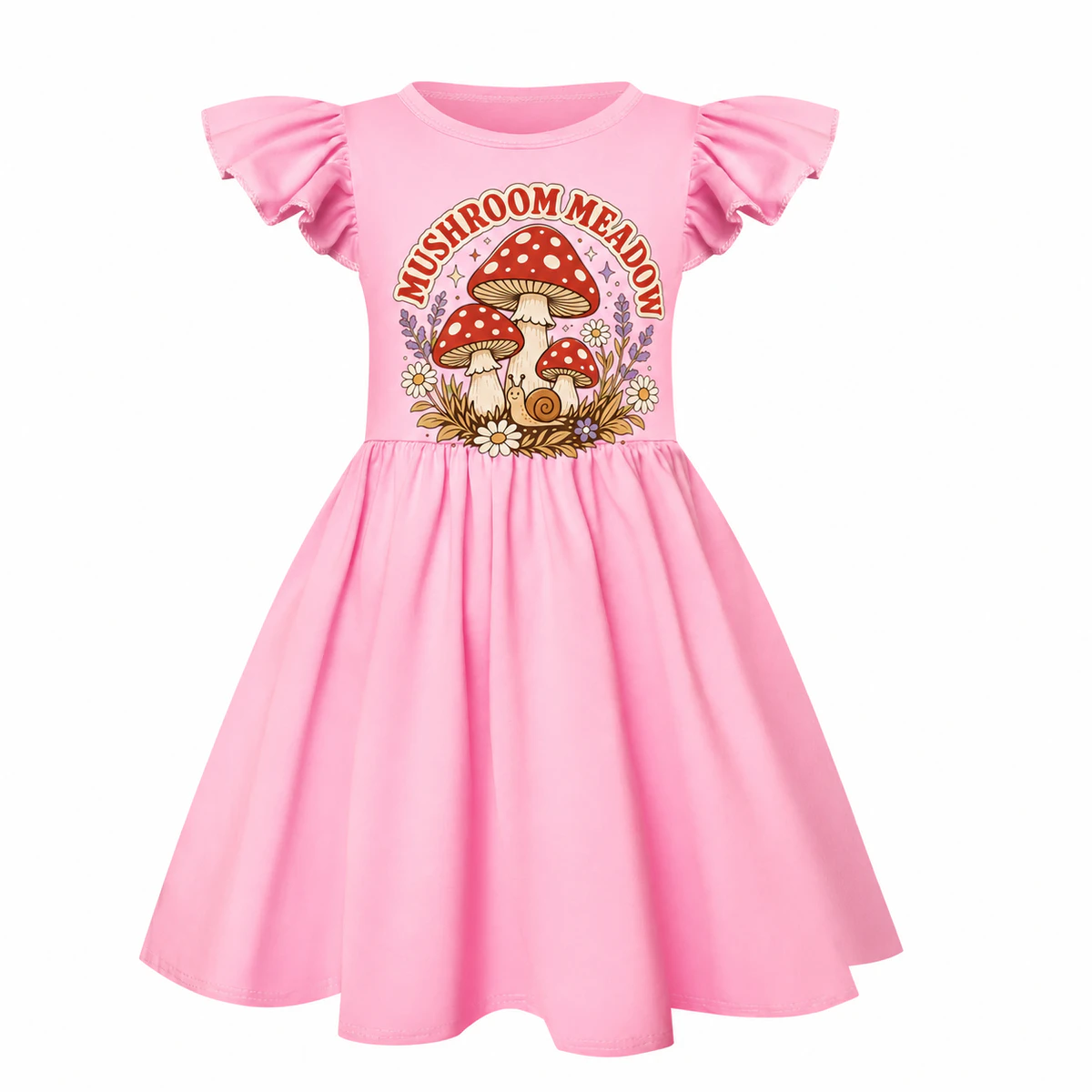 Mushroom Meadow Girls Short-Sleeve Sleep Dress with Matching Bag for Kids product preview