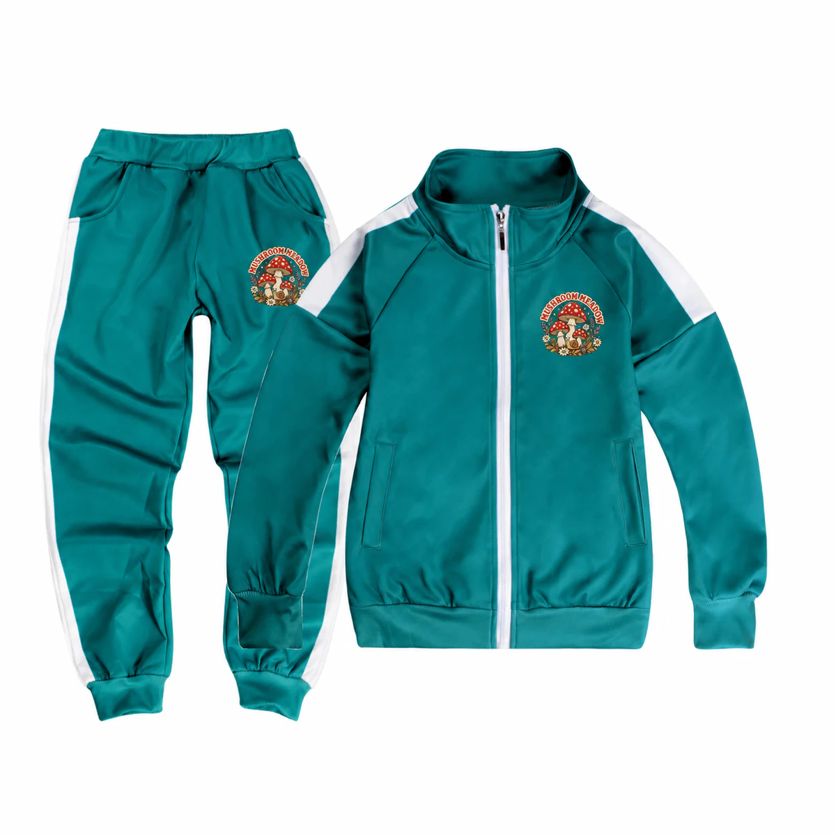 Mushroom Meadow Color-Block Jacket and Pants Set for Kids product preview
