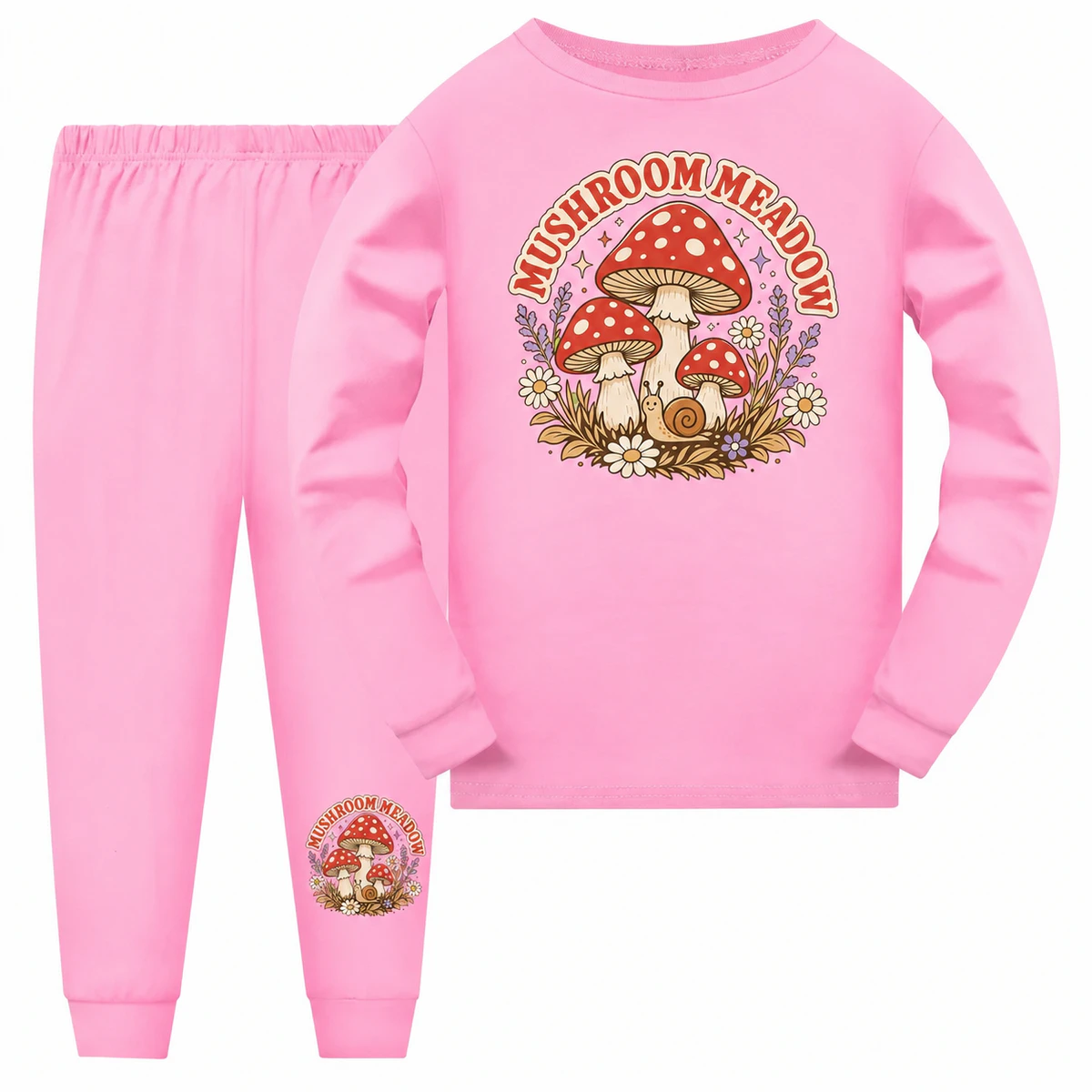 Mushroom Meadow Long Pajama Set for Kids product preview