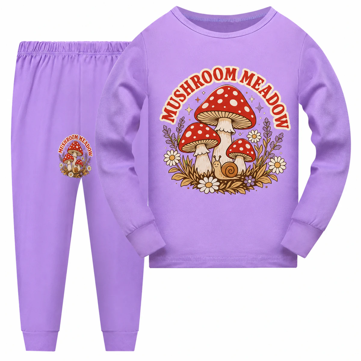 Mushroom Meadow Long-Sleeve Top and Pants Set for Kids product preview