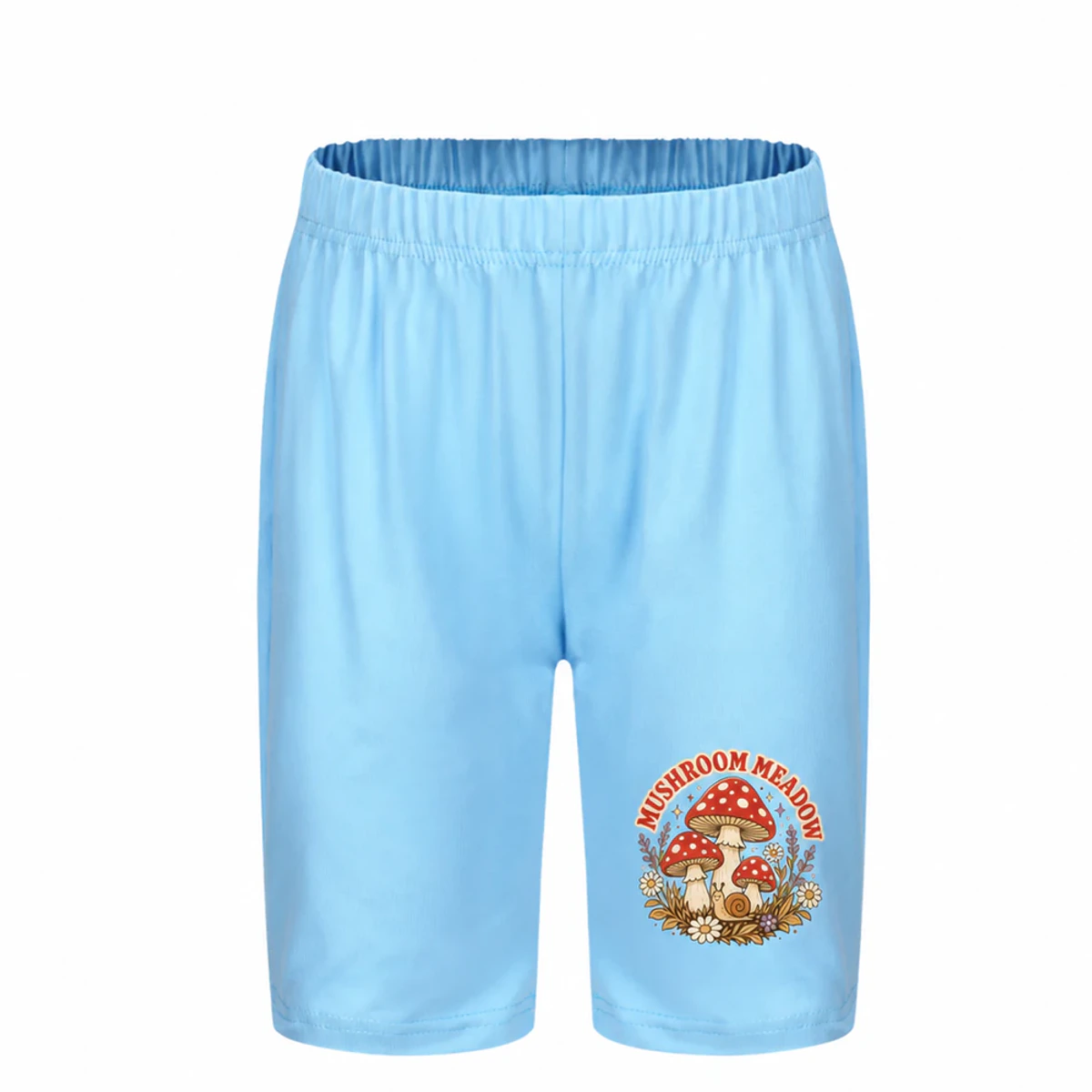 Mushroom Meadow Custom Kids Milk-Silk Pajama Shorts AI-rendered from the exact blank product, showing integrated print and fabric detail