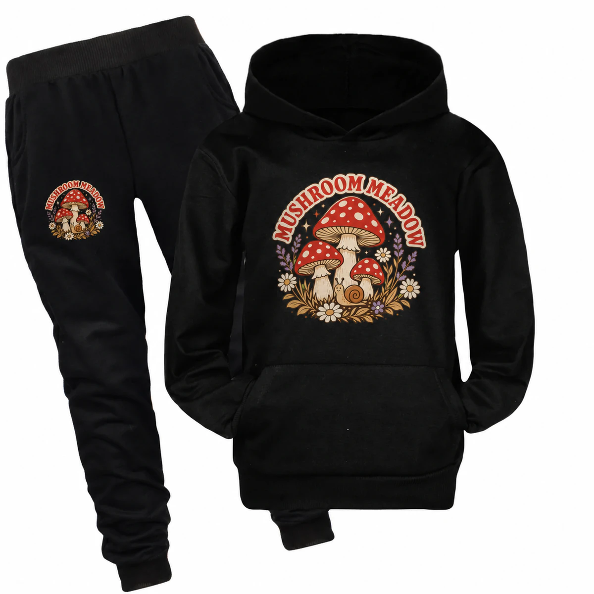 Mushroom Meadow Pullover Hoodie and Jogger Set for Kids product preview