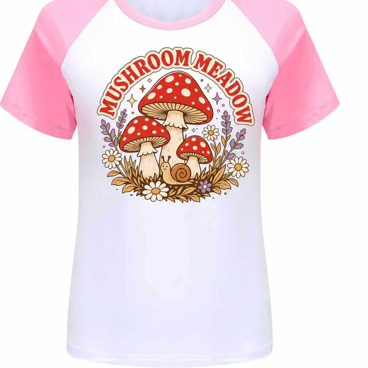 Mushroom Meadow Custom Kids Soft Short-Sleeve Top AI-rendered from the exact blank product, showing integrated print and fabric detail