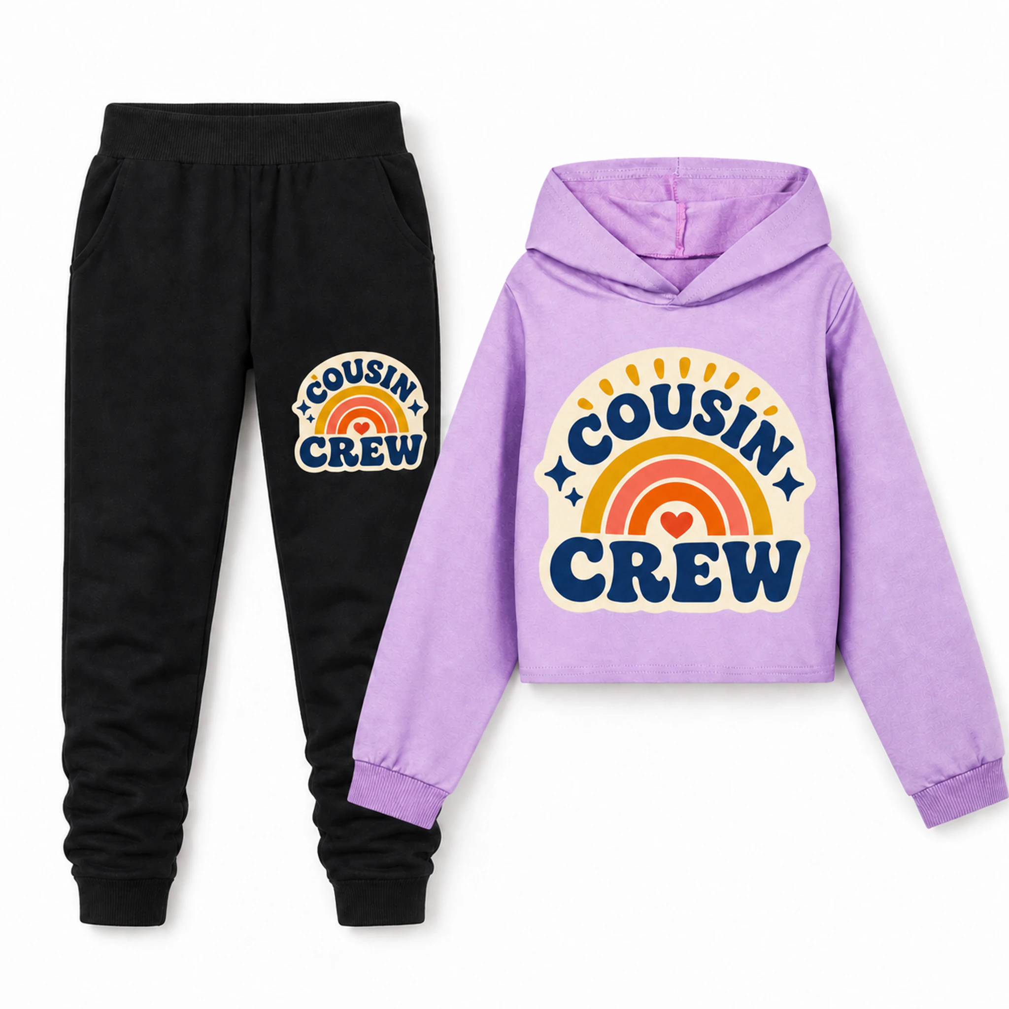 Cousin Crew Girls Cropped Hoodie and Pants Set for Kids product preview