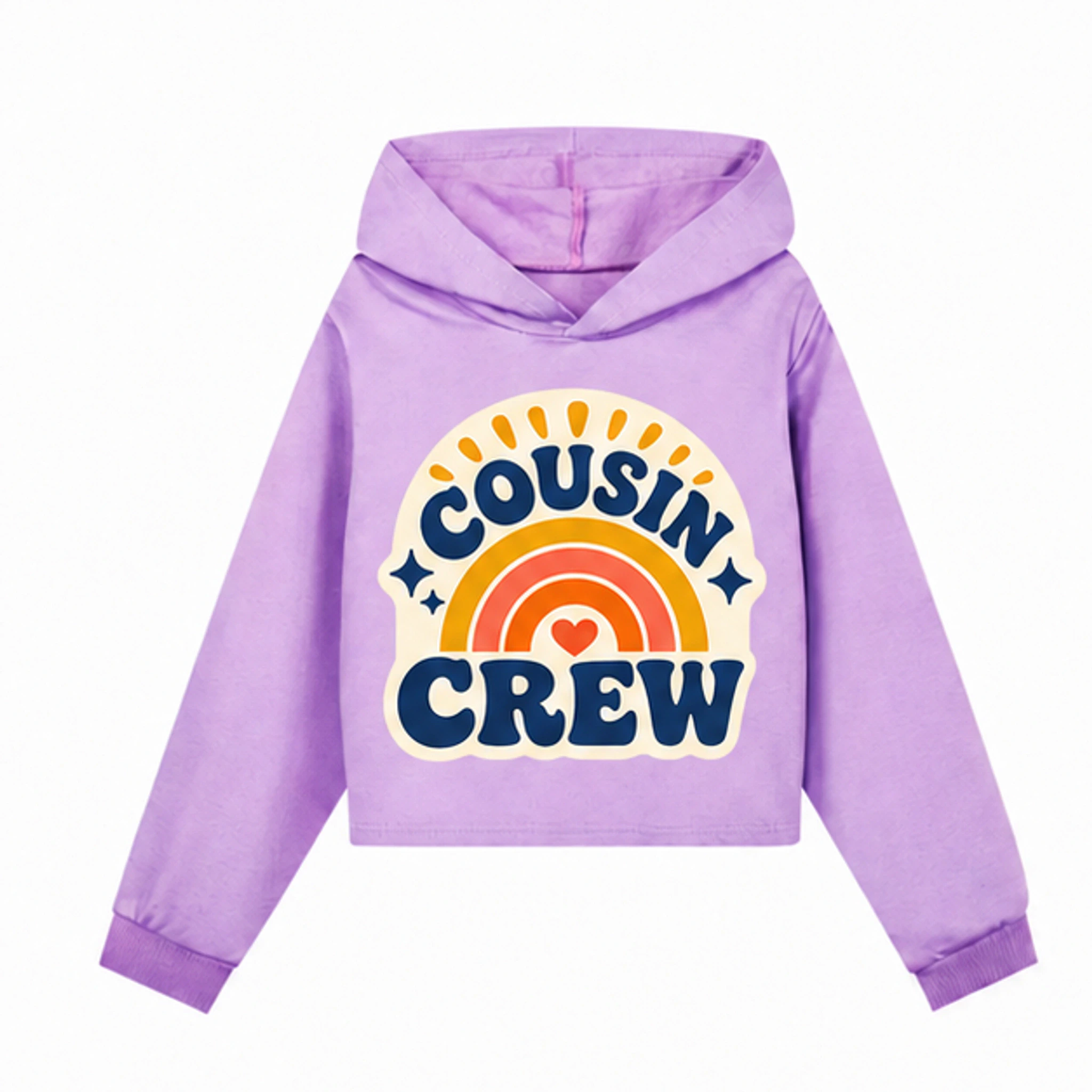Purple Custom Girls Cropped Hoodie with the Cousin Crew design