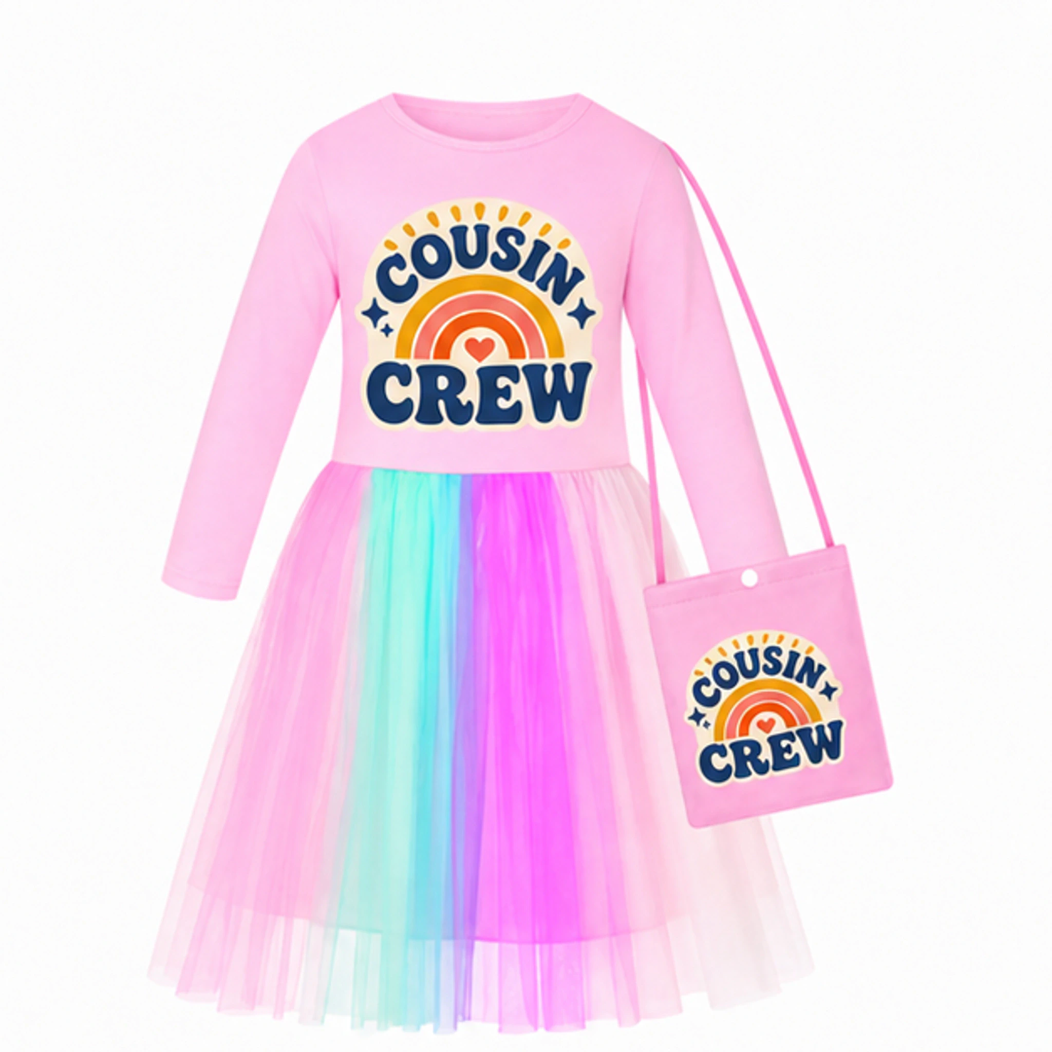 Pink · Long Tulle Skirt · with Bag Custom Girls Long Tulle and Star Skirt Styles with Bag with the Cousin Crew design