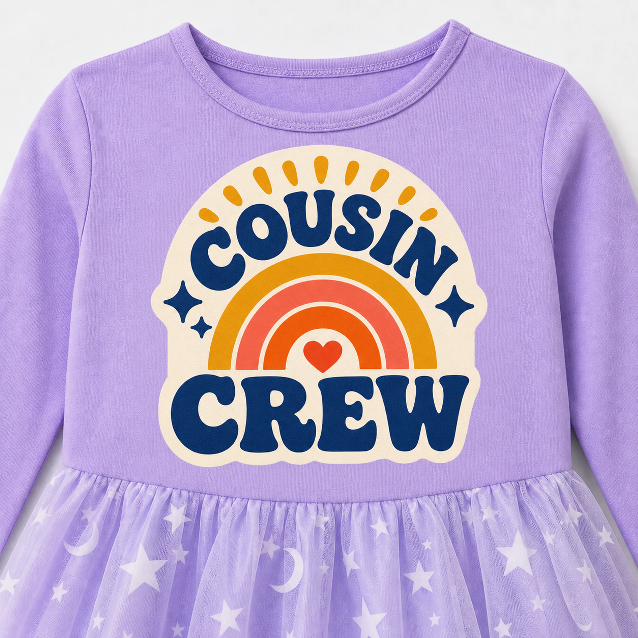 Cousin Crew Custom Girls Long Tulle and Star Skirt Styles print, fabric, and construction details
