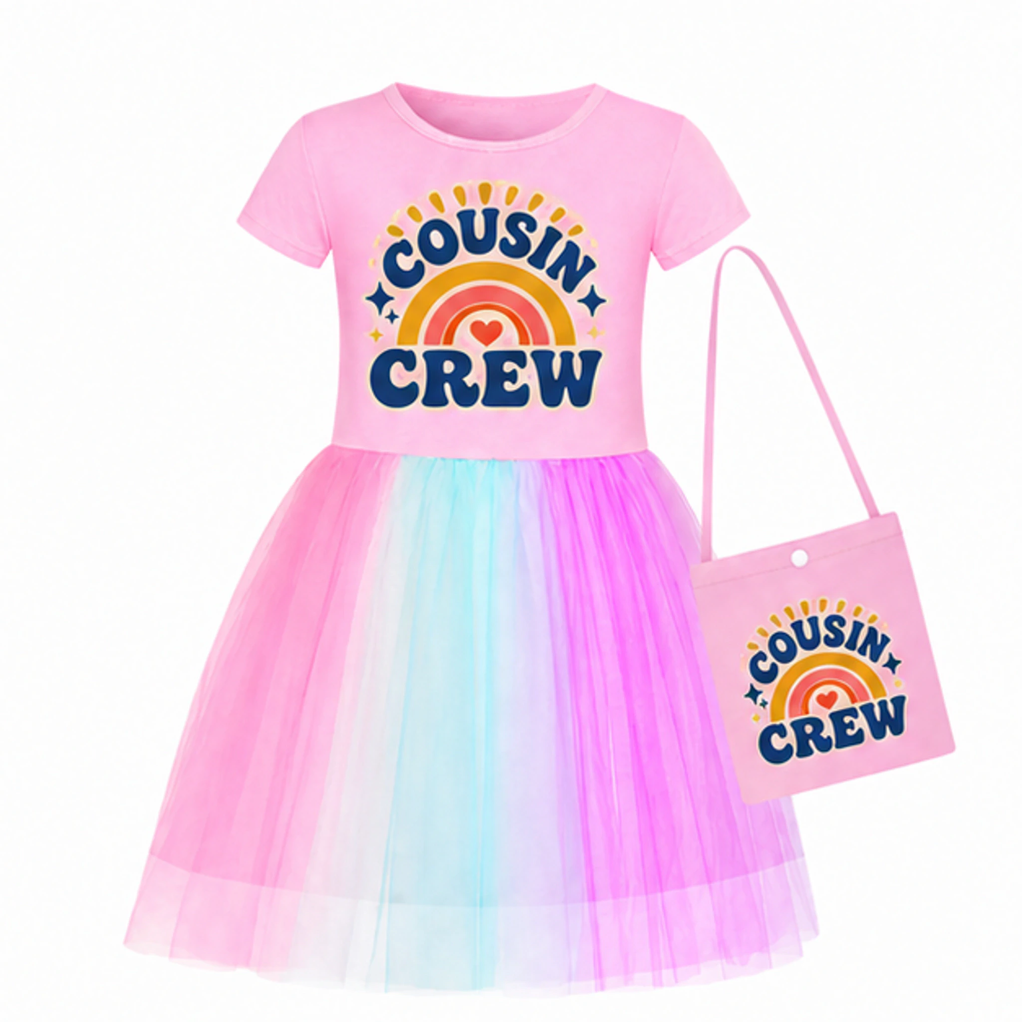 Pink · Short Tulle Skirt · with Bag Custom Girls Short Skirt Styles with Bag with the Cousin Crew design