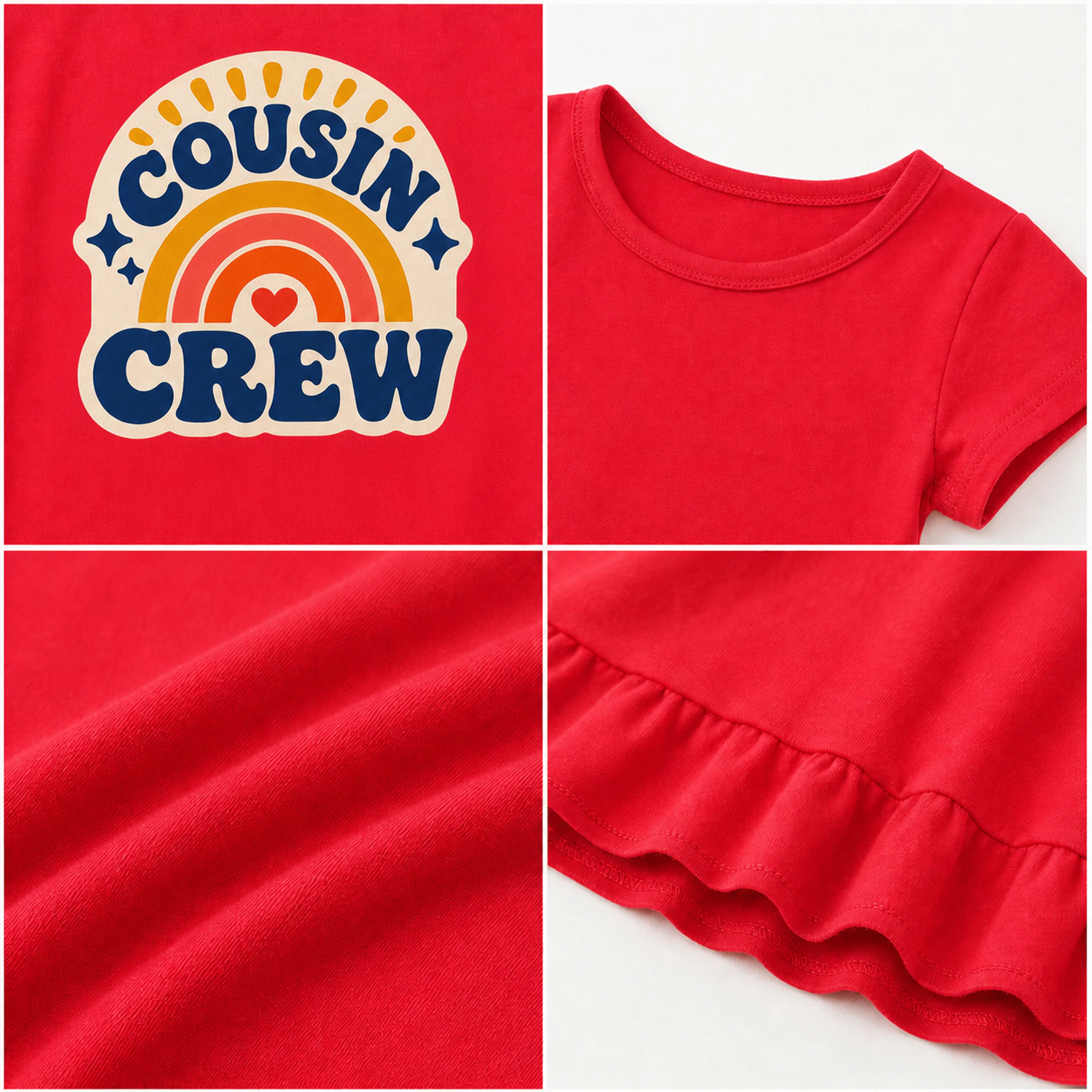 Cousin Crew Custom Girls Short-Sleeve Sleep Dress print, fabric, and construction details
