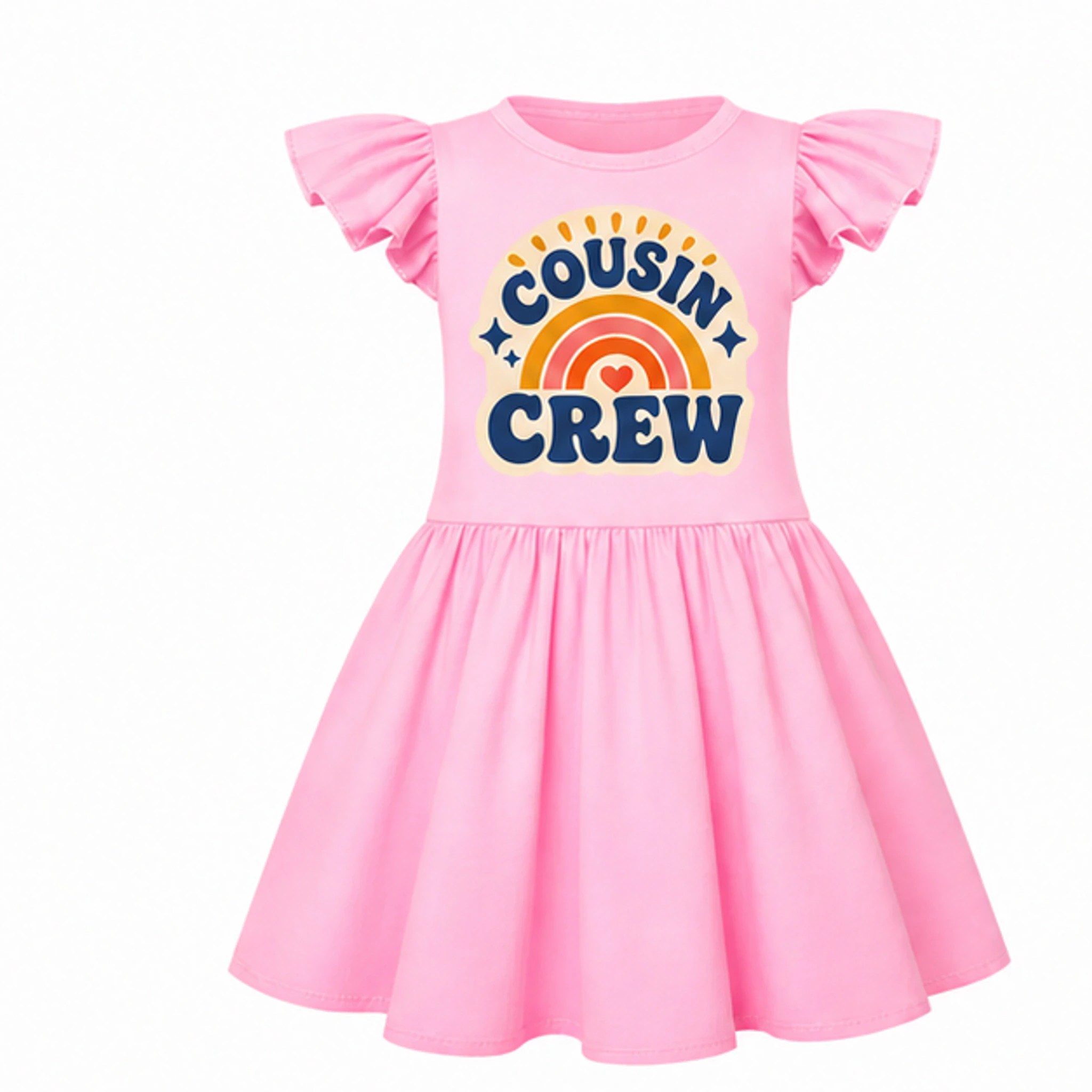 Pink Custom Girls Short-Sleeve Sleep Dress with Matching Bag with the Cousin Crew design