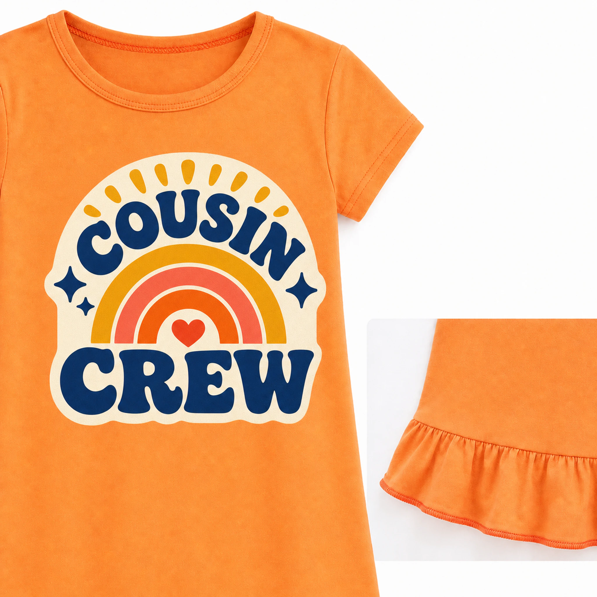 Cousin Crew Custom Girls Short-Sleeve Sleep Dress print, fabric, and construction details