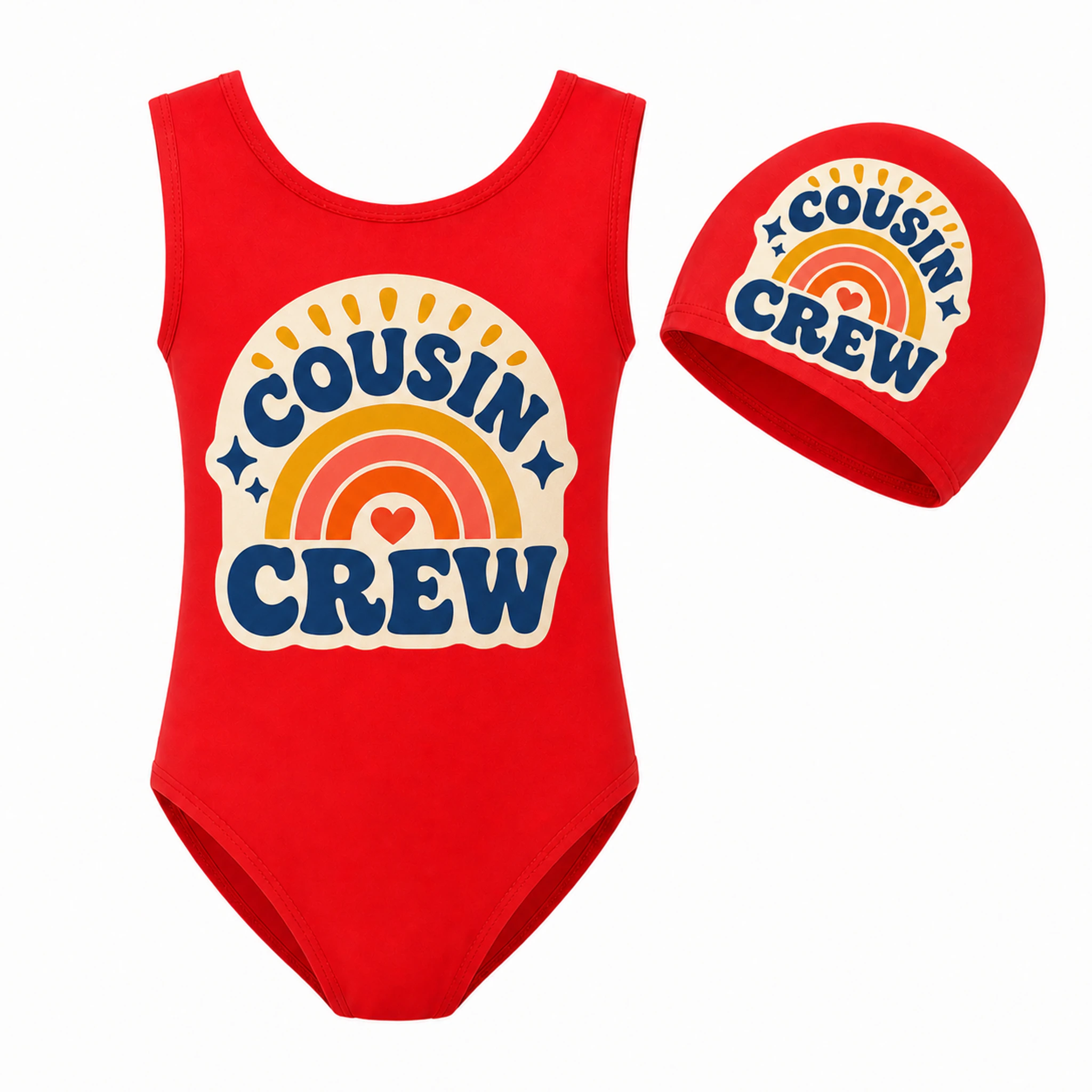Cousin Crew Girls Classic Swimsuit and Cap Set for Kids product preview