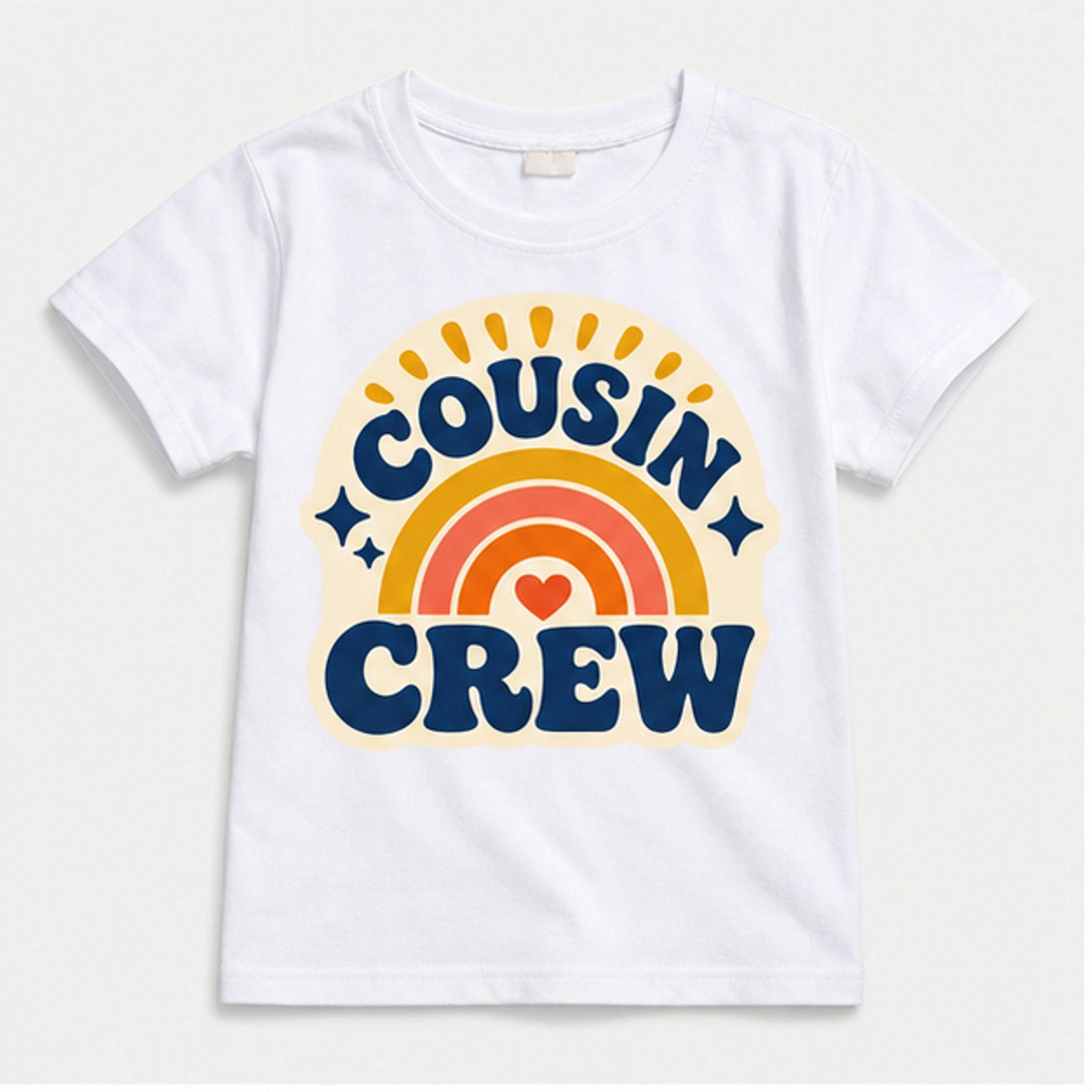 White Custom Kids Classic Short-Sleeve T-Shirt with the Cousin Crew design