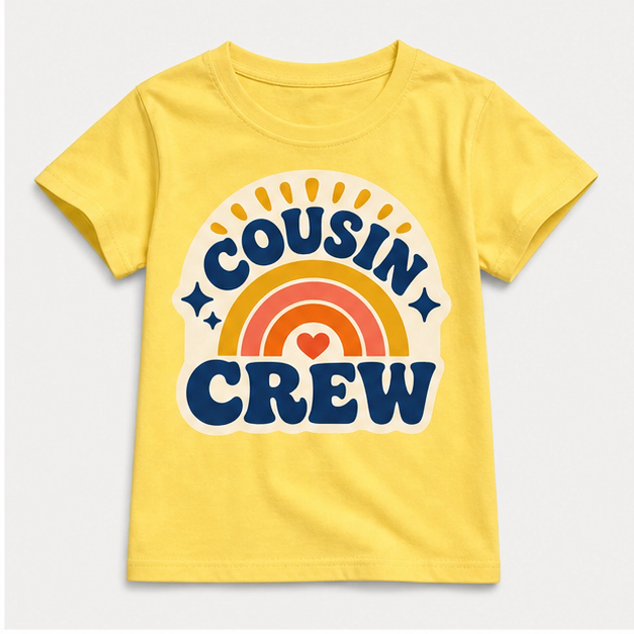 Yellow Custom Kids Classic Short-Sleeve T-Shirt with the Cousin Crew design