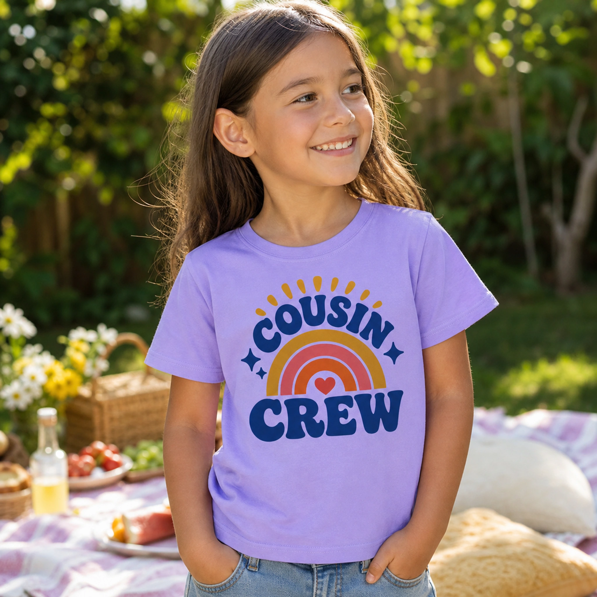Child wearing the Cousin Crew Custom Kids Classic Short-Sleeve T-Shirt