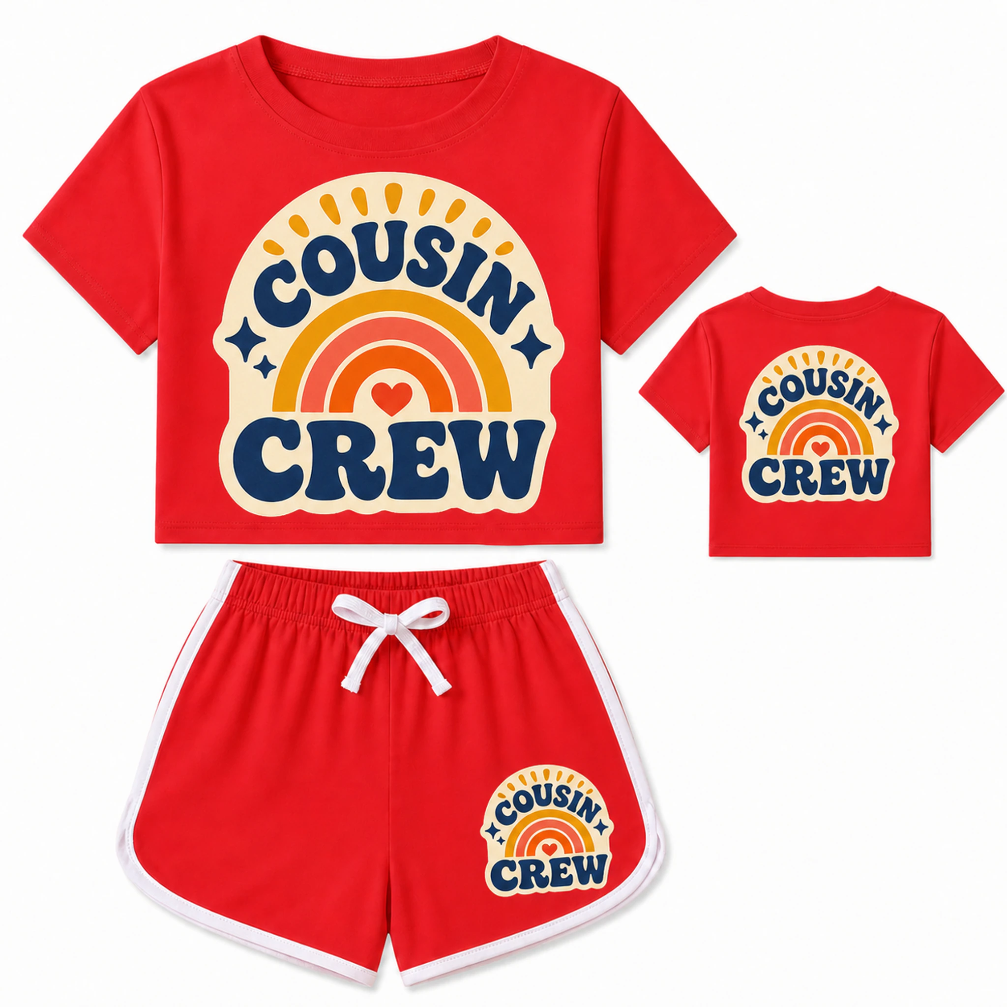 Cousin Crew Custom Kids Checker Short-Sleeve Top and Shorts Set AI-rendered finished product