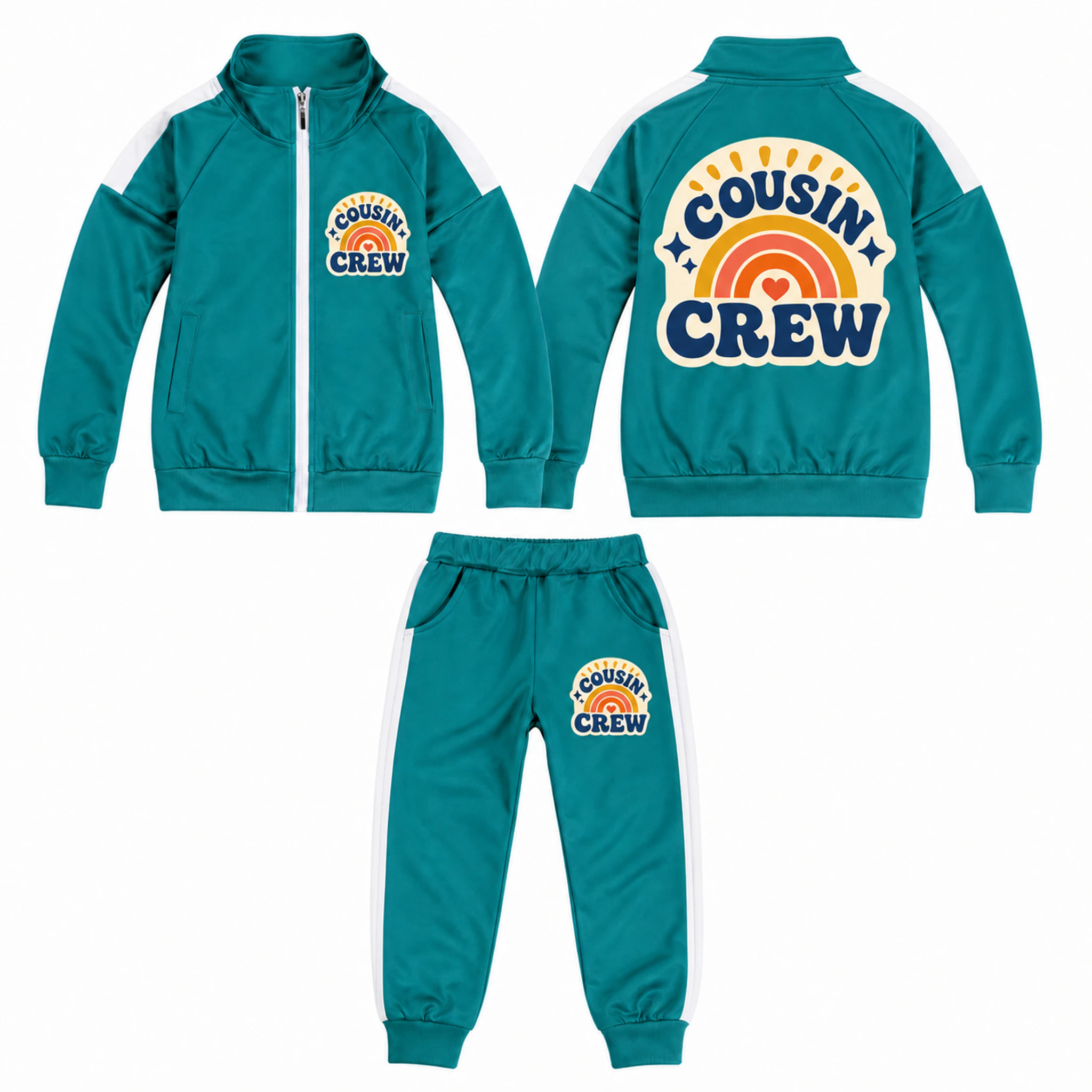 Cousin Crew Custom Kids Color-Block Jacket and Pants Set AI-rendered finished product