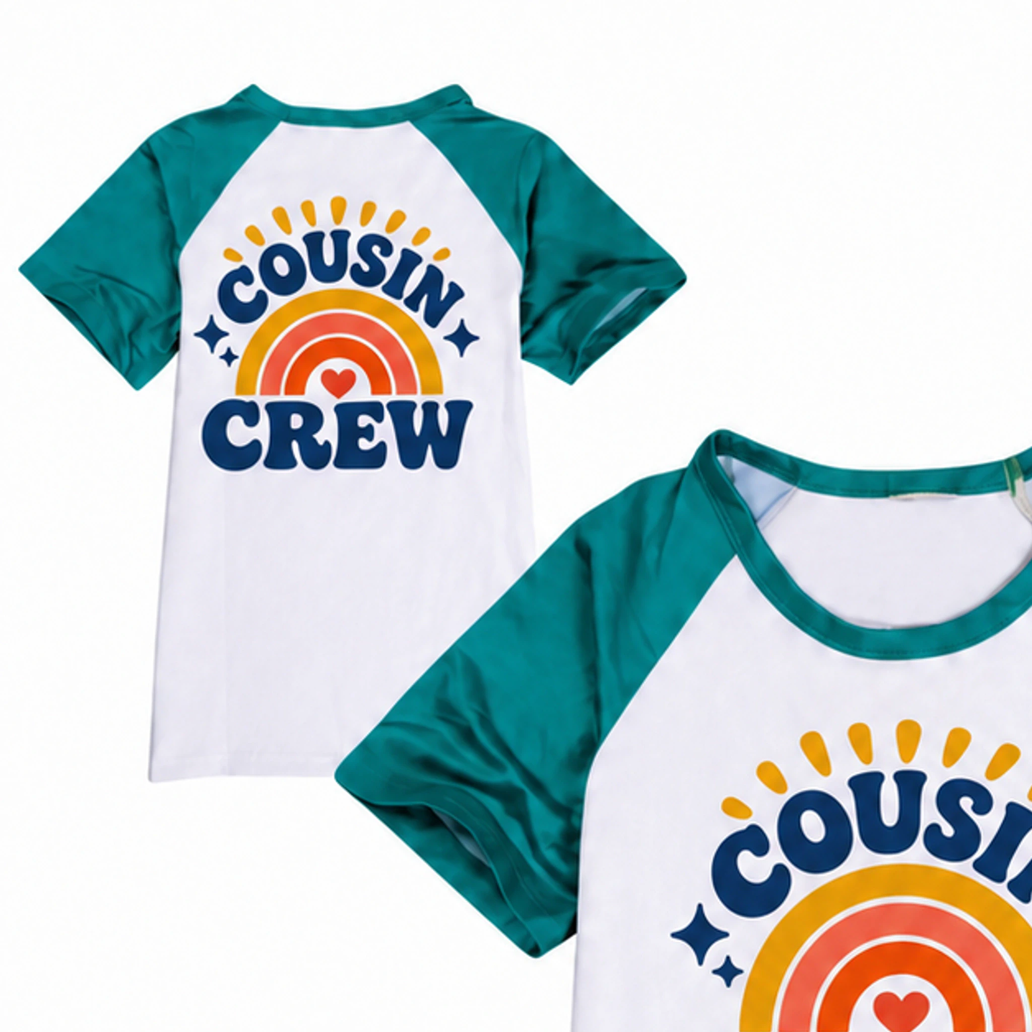 T-Shirt Custom Kids Color-Block T-Shirt with the Cousin Crew design