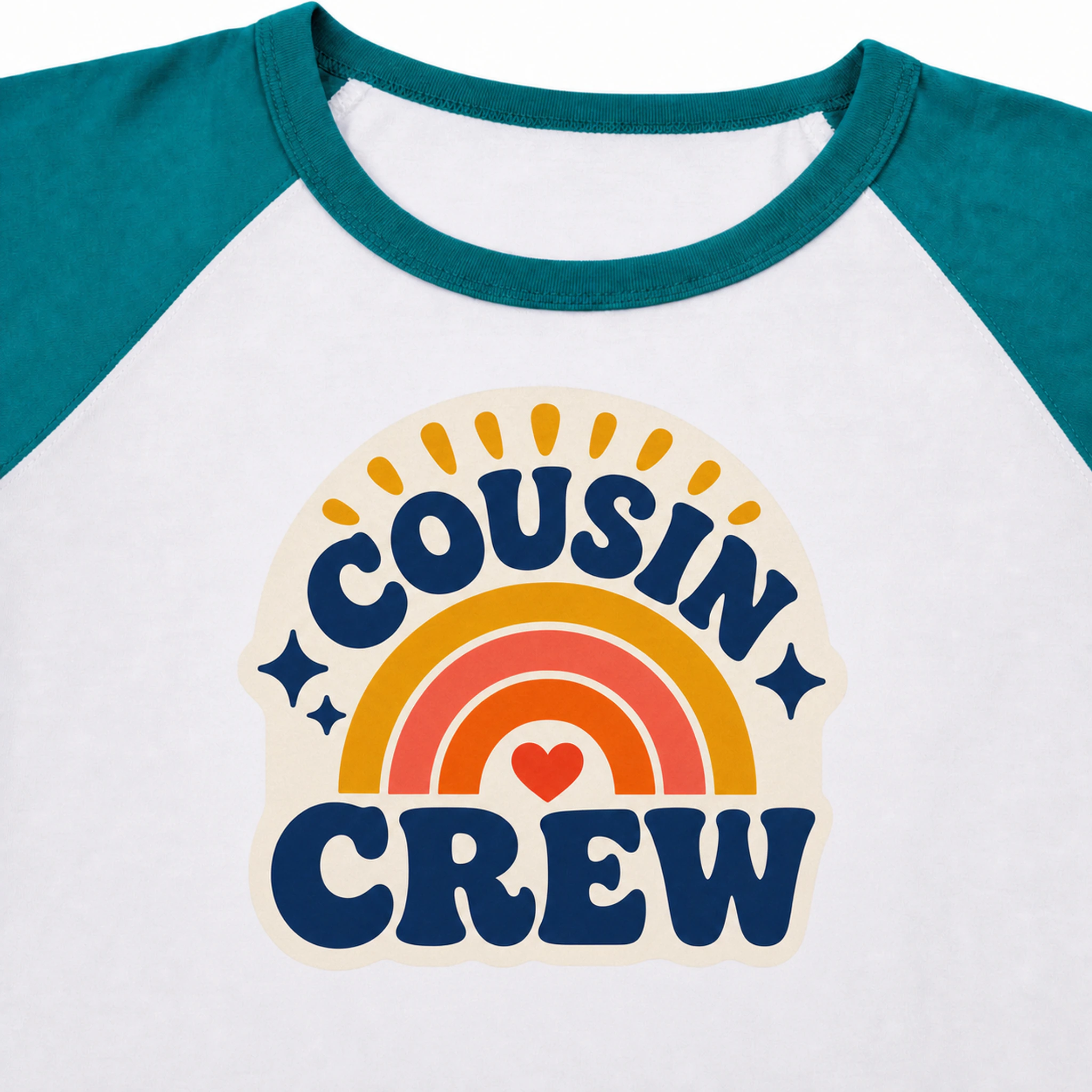 Cousin Crew Custom Kids Color-Block T-Shirt print, fabric, and construction details
