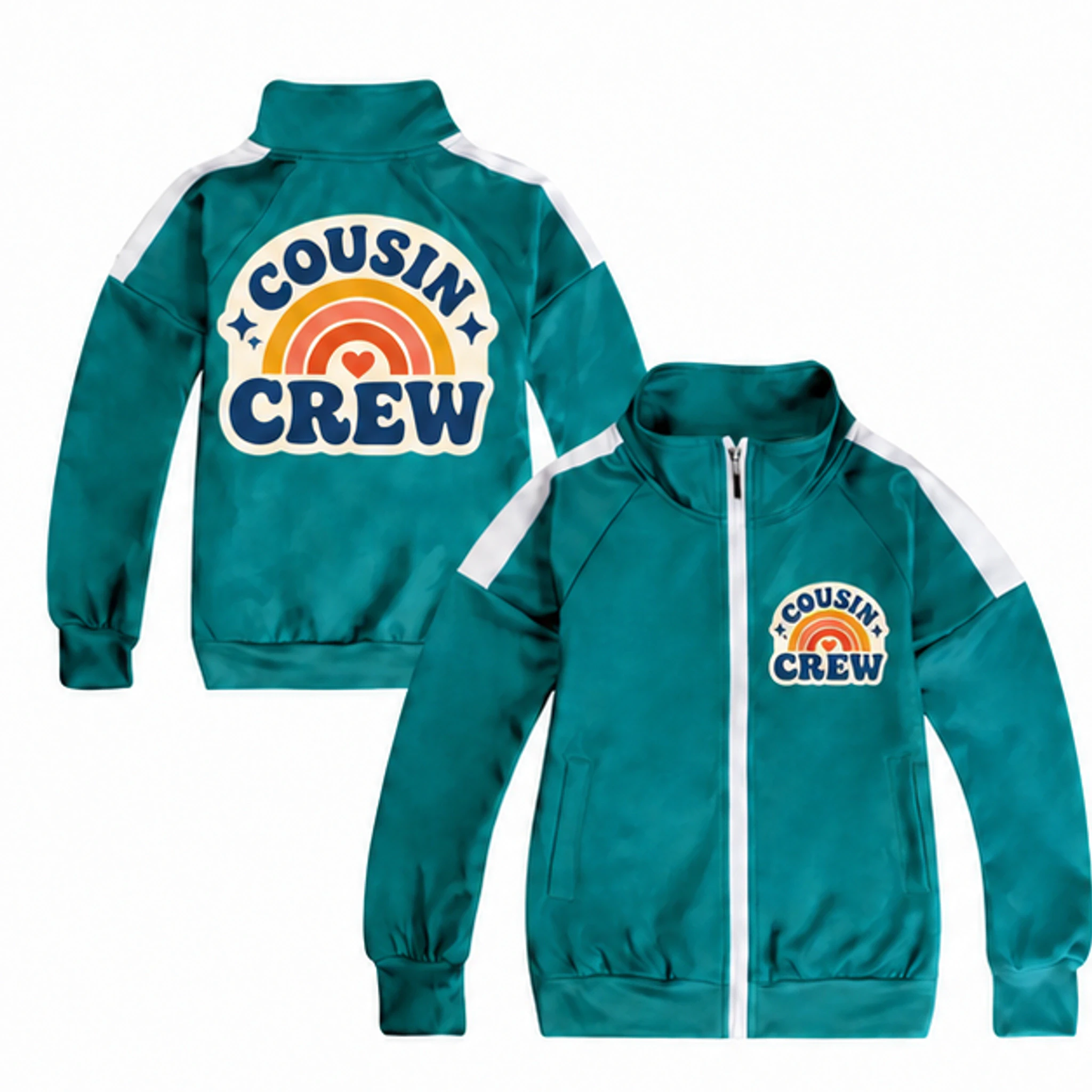 Zip Jacket Custom Kids Color-Block Zip Jacket with the Cousin Crew design