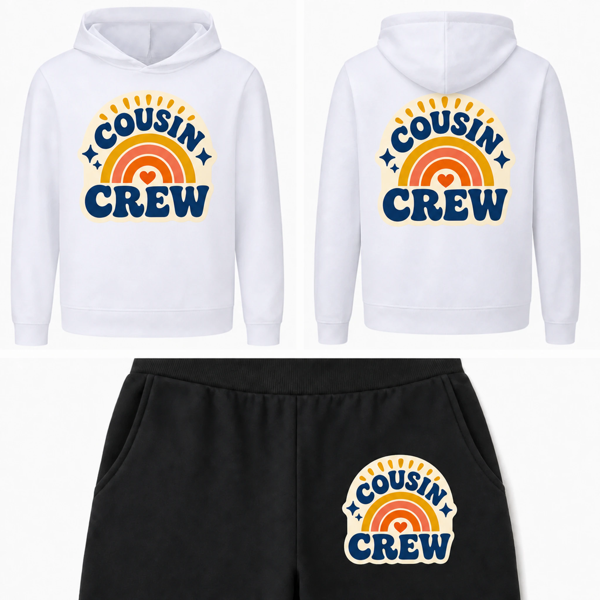 Cousin Crew Custom Kids Hoodie and Jogger Set print, fabric, and construction details