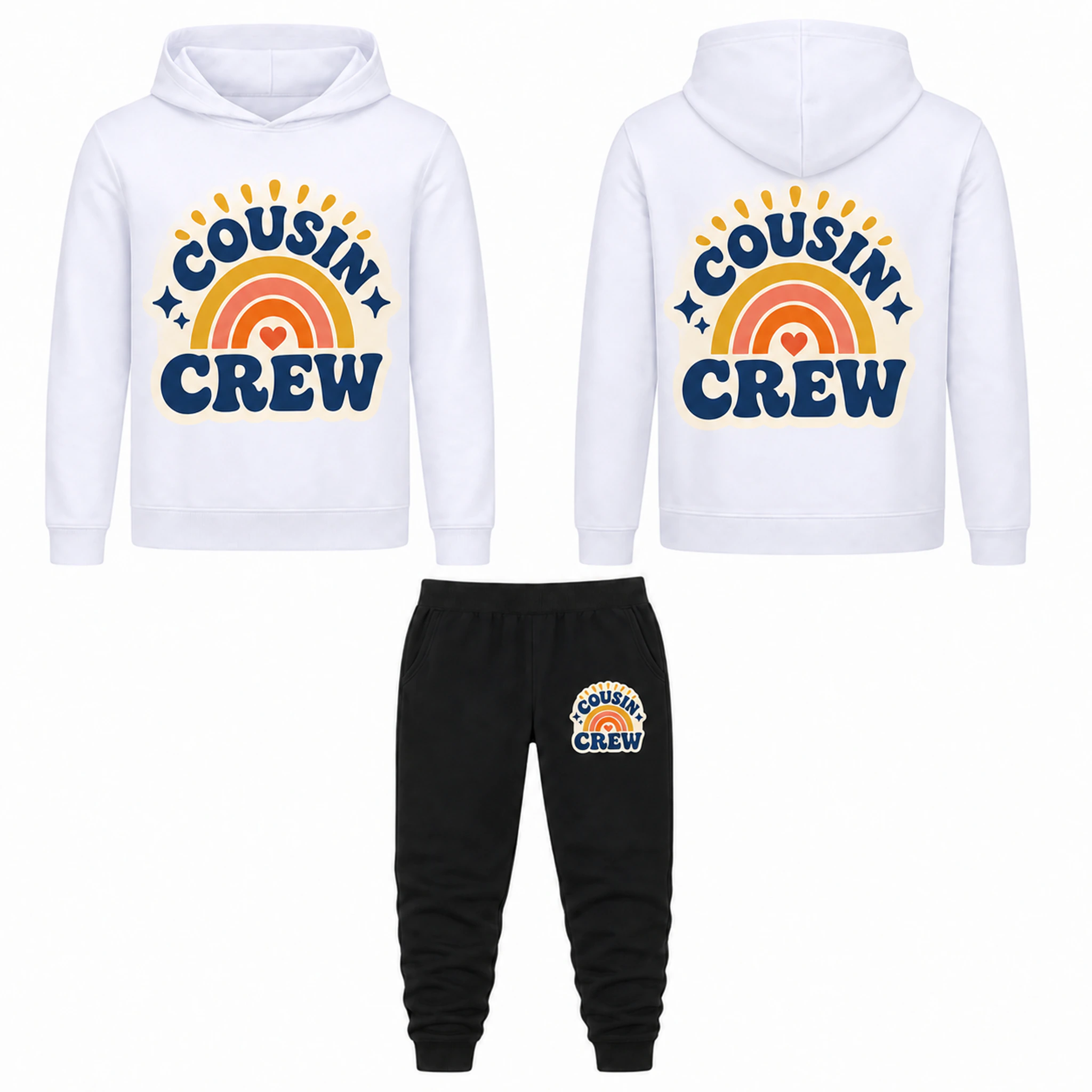 Cousin Crew Custom Kids Hoodie and Jogger Set AI-rendered finished product