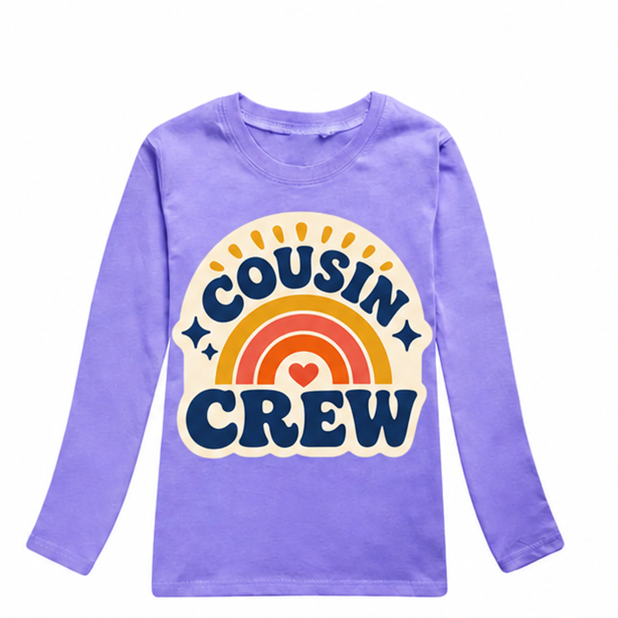 Purple Custom Kids Long-Sleeve T-Shirt with the Cousin Crew design