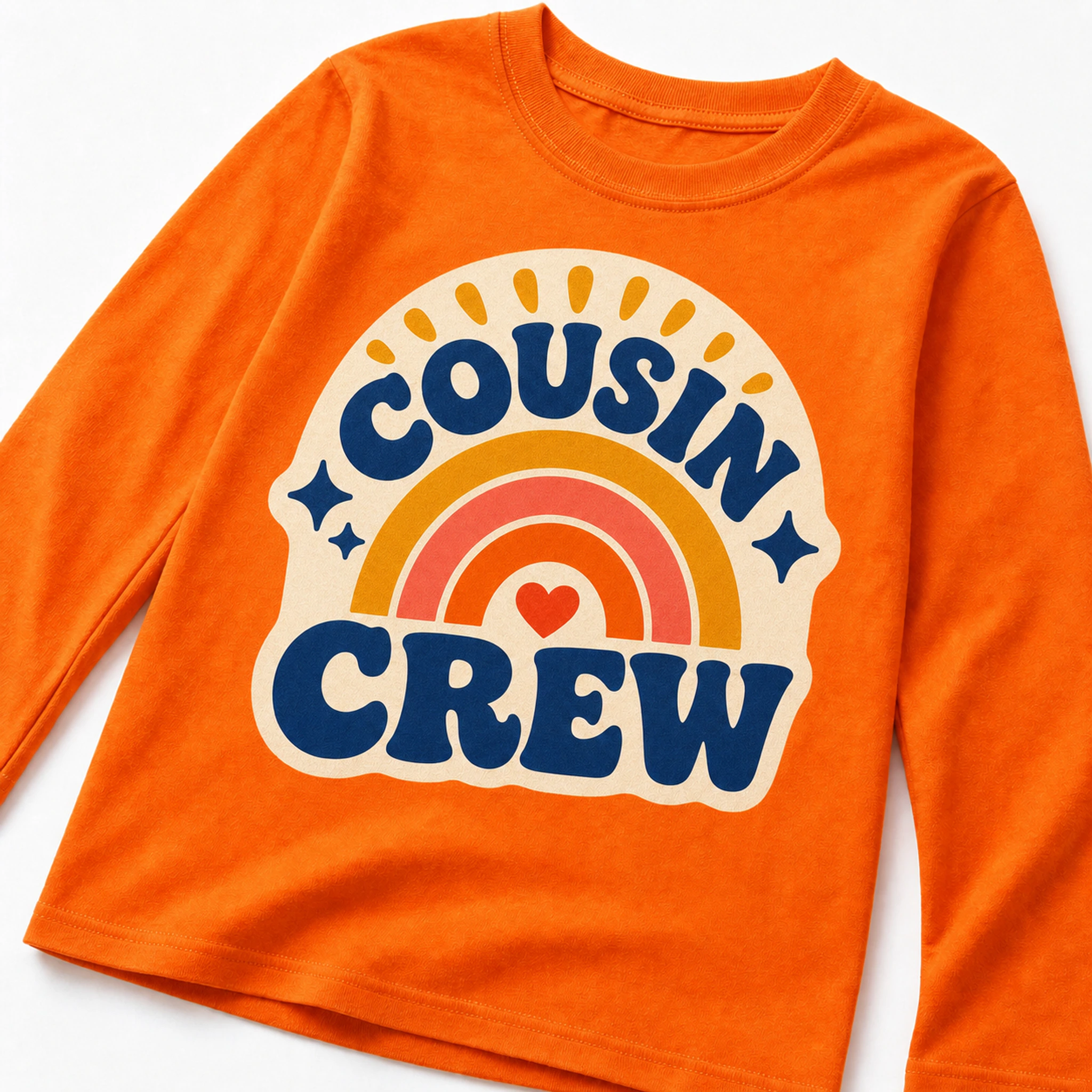 Cousin Crew Custom Kids Long-Sleeve T-Shirt print, fabric, and construction details