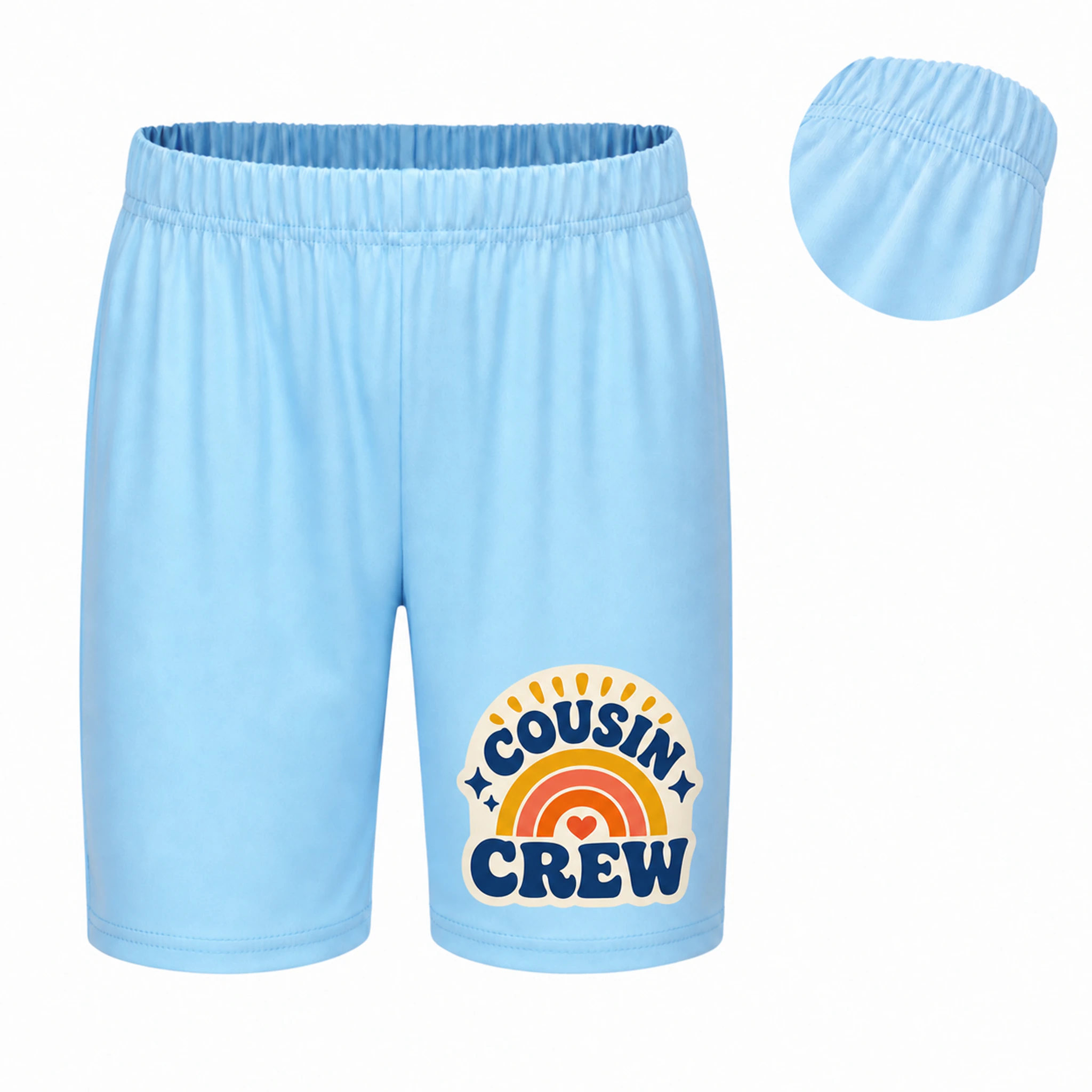 Cousin Crew Custom Kids Milk-Silk Pajama Shorts print, fabric, and construction details