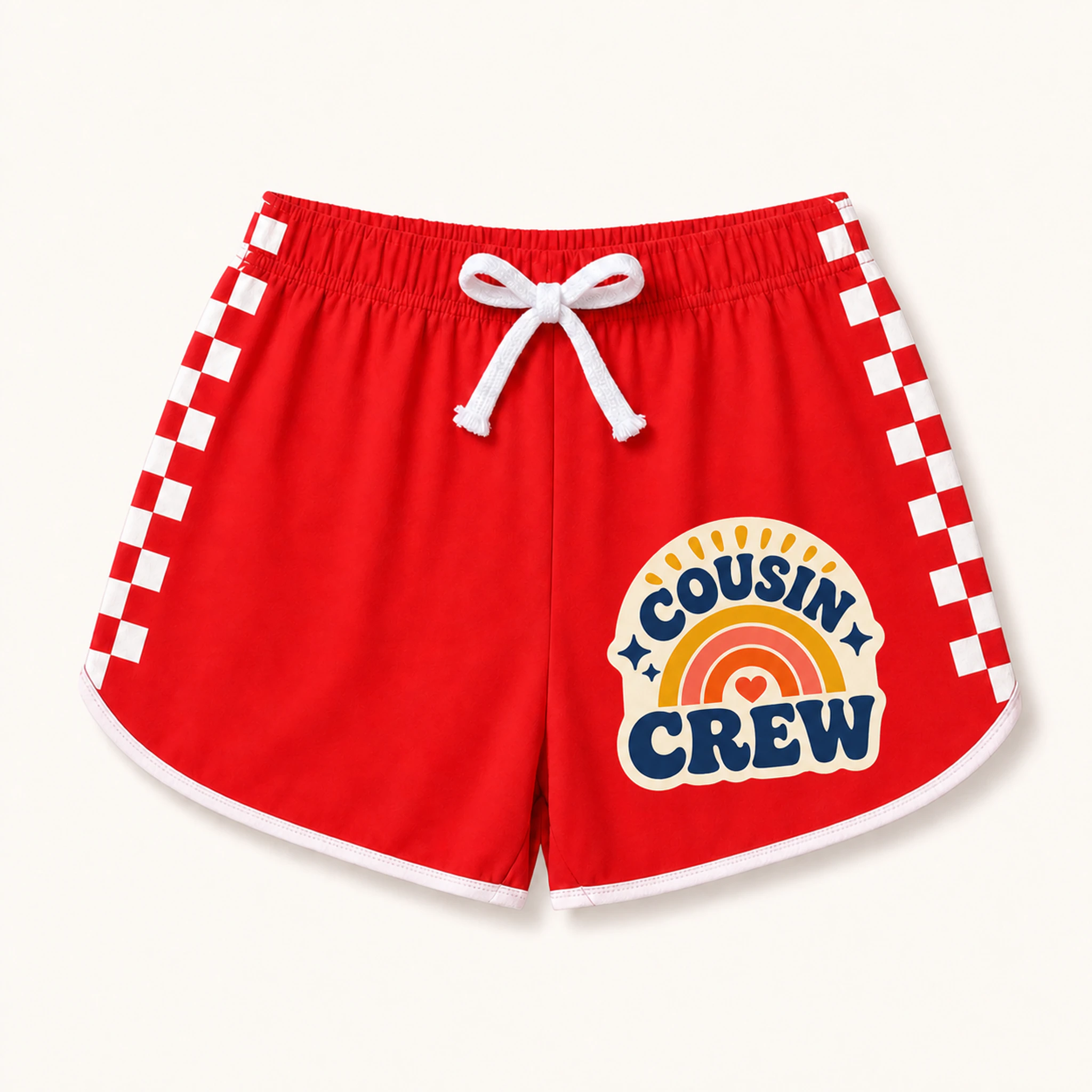 Cousin Crew Custom Kids Checker-Stripe Pajama Shorts AI-rendered finished product