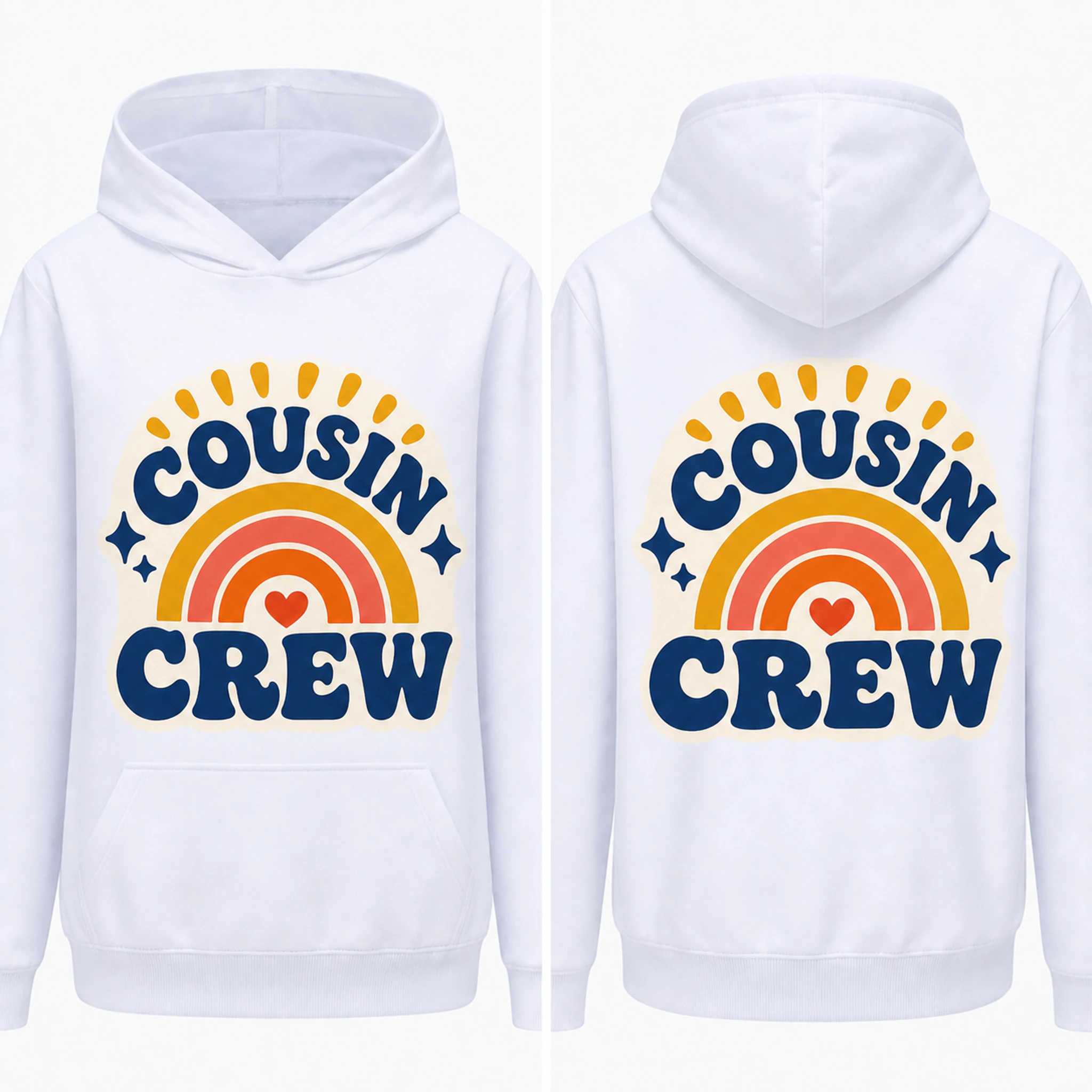 Cousin Crew Custom Kids Pullover Hoodie print, fabric, and construction details