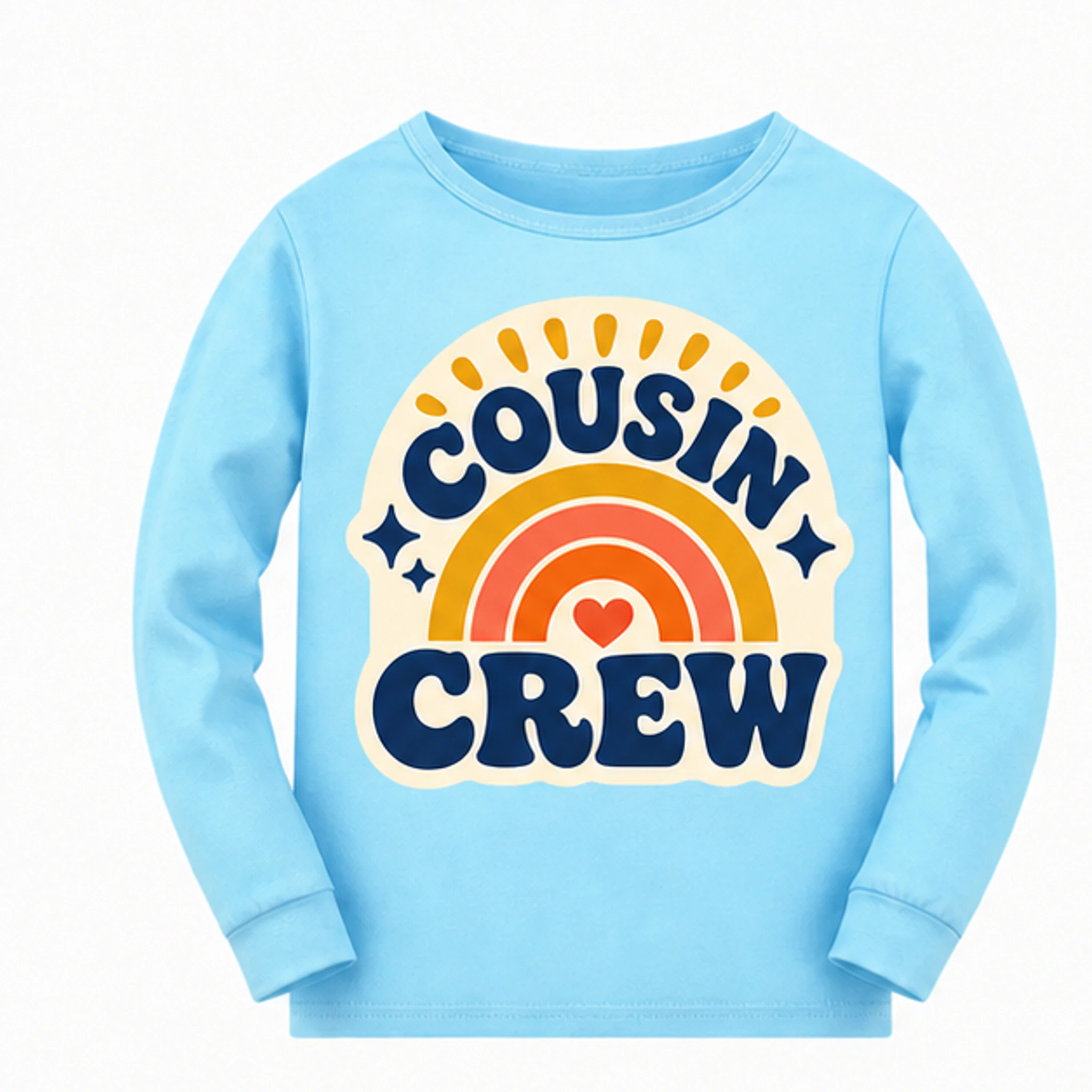 Light Blue · Long-Sleeve Style Custom Kids Soft Long-Sleeve Top with the Cousin Crew design