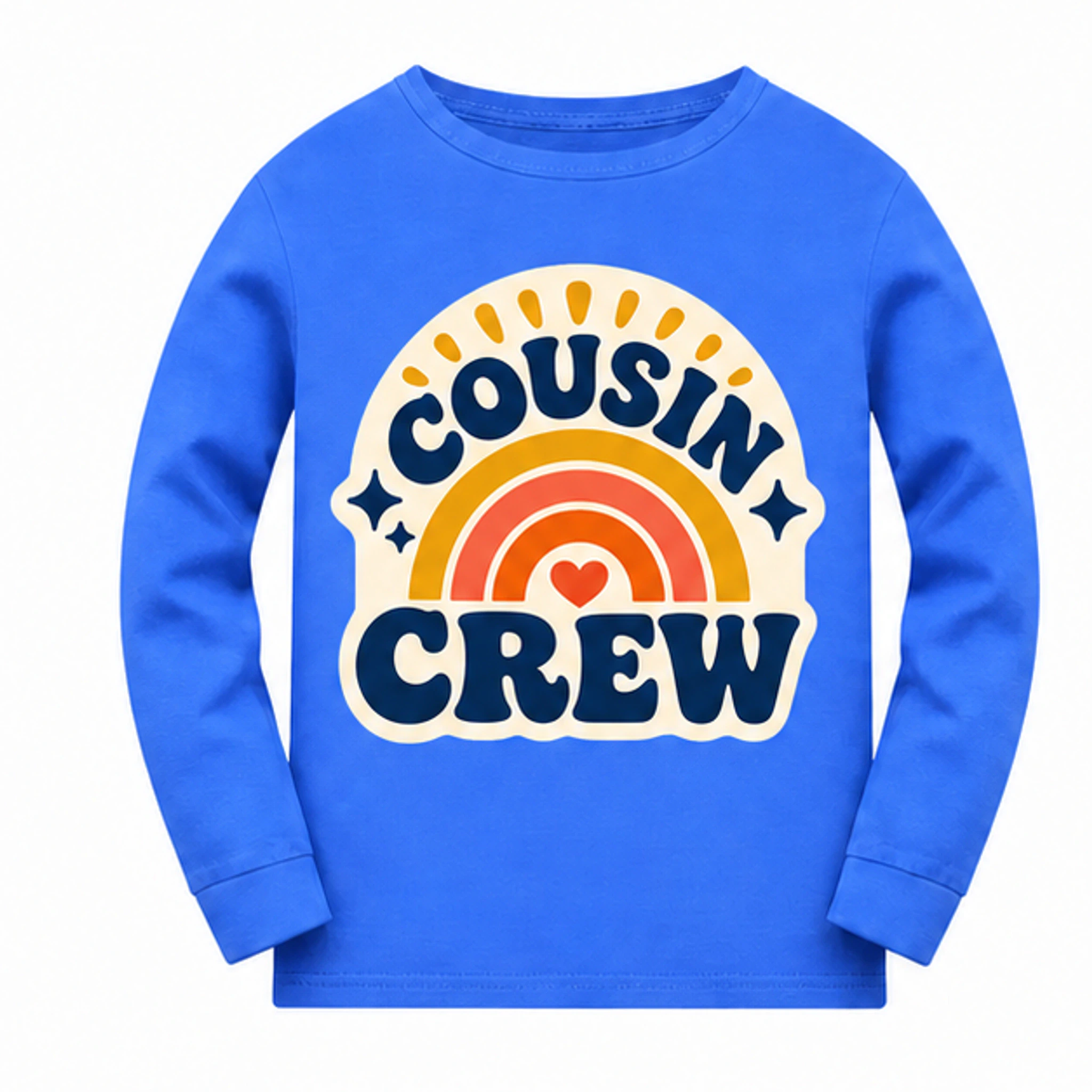 Blue · Long-Sleeve Style Custom Kids Soft Long-Sleeve Top with the Cousin Crew design