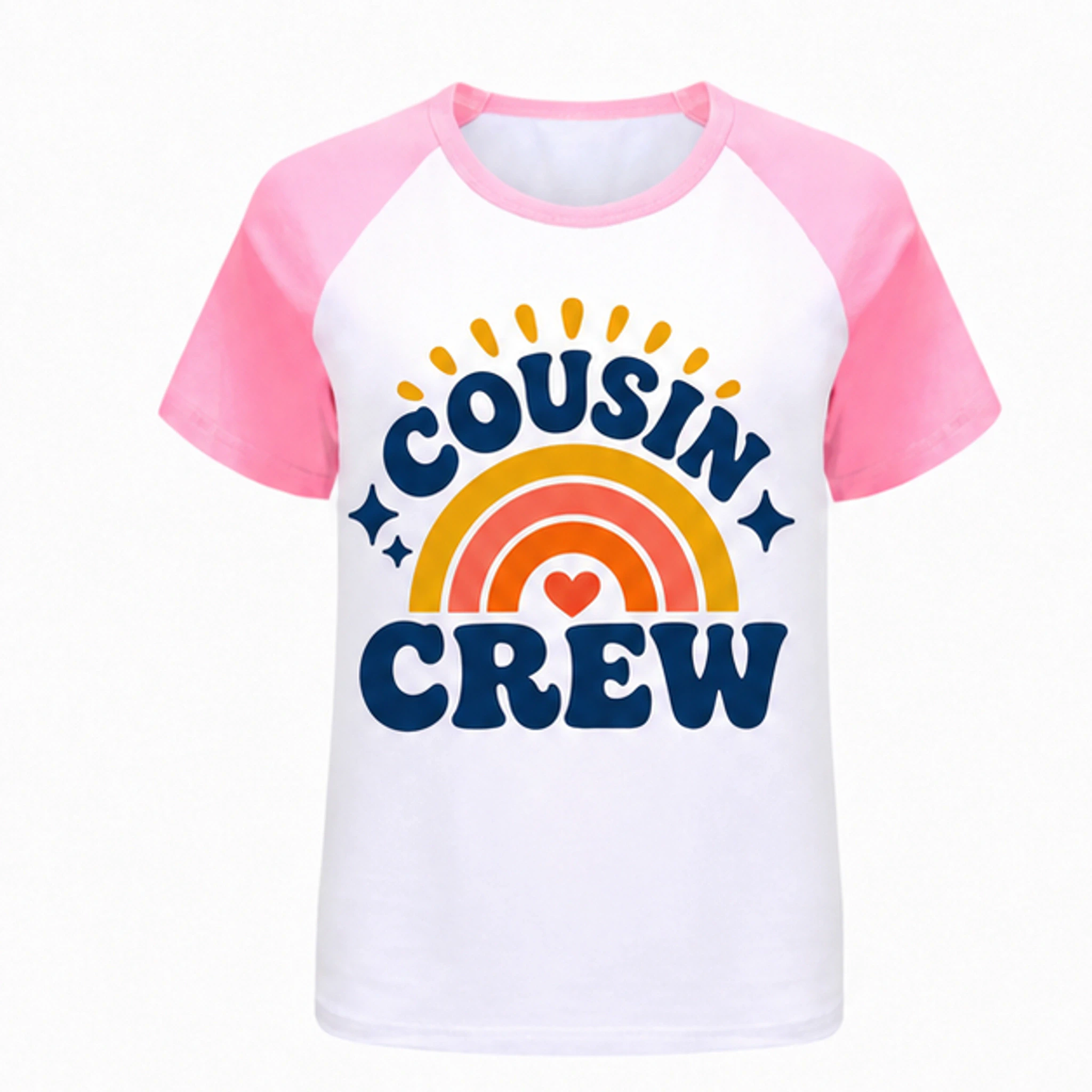 Pink · Short-Sleeve Style Custom Kids Soft Short-Sleeve Top with the Cousin Crew design