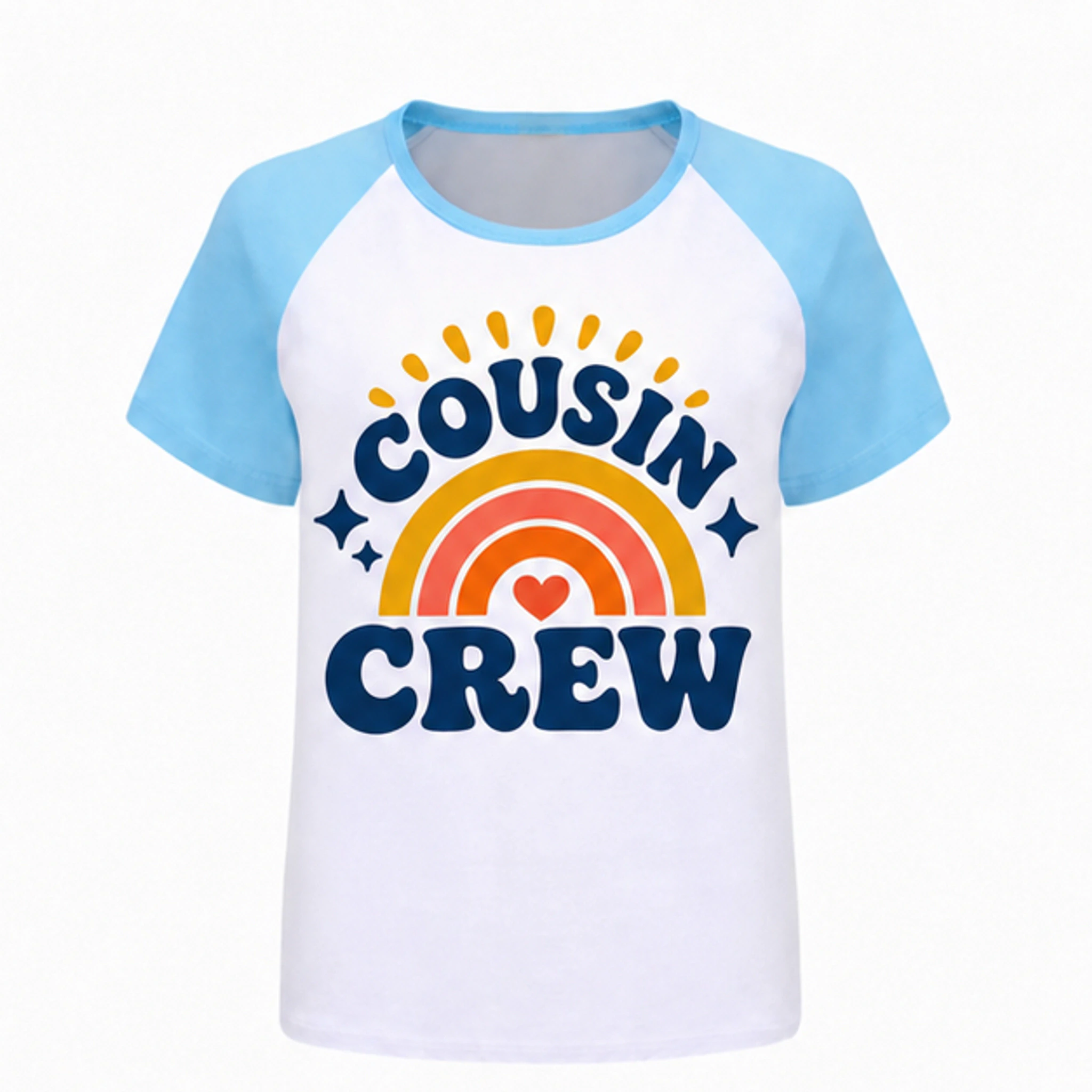 Light Blue · Short-Sleeve Style Custom Kids Soft Short-Sleeve Top with the Cousin Crew design